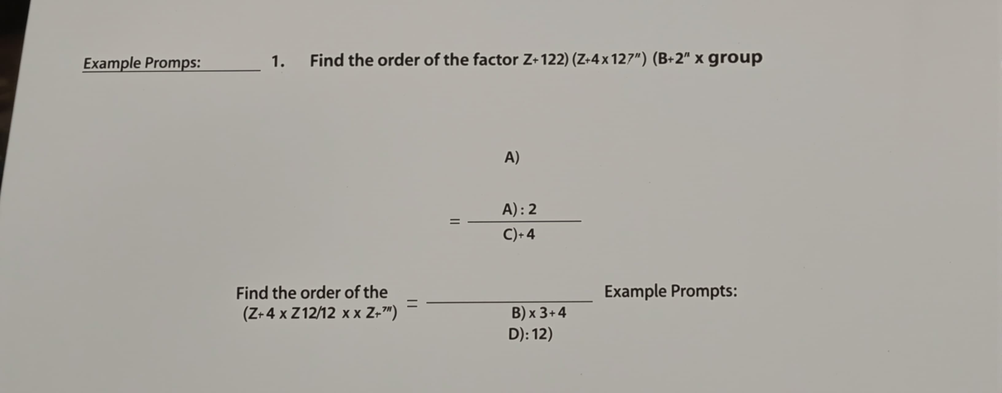 Find the order of the factor group (Z_4 x Z_12)/(<2> x <2>)
...
