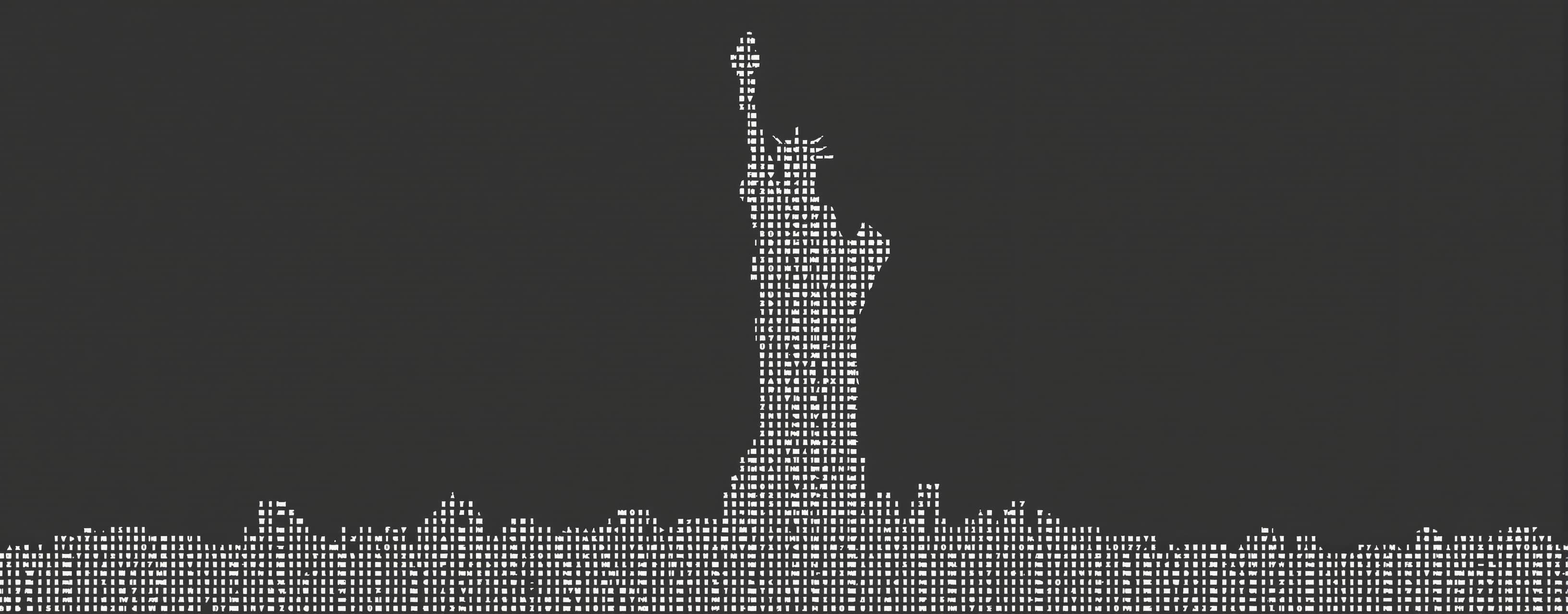ASCII art work of the statue of liberty