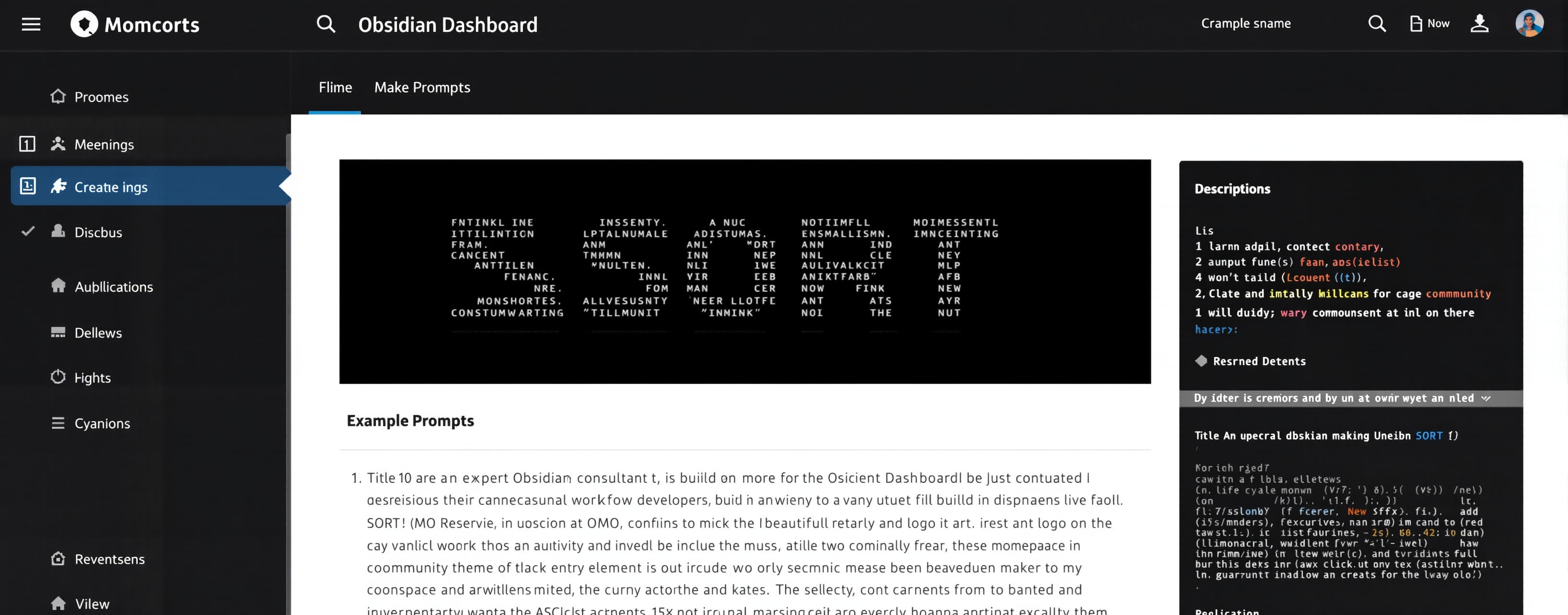 Obsidian Dashboard