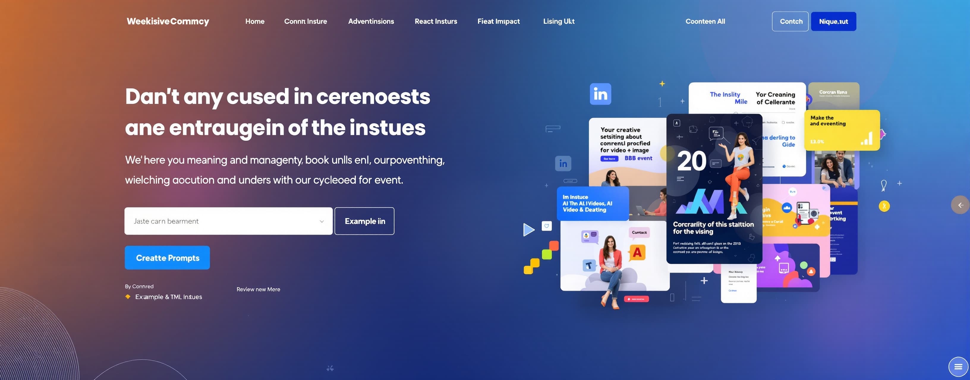Make a react html landing page to introduce an advertising a...