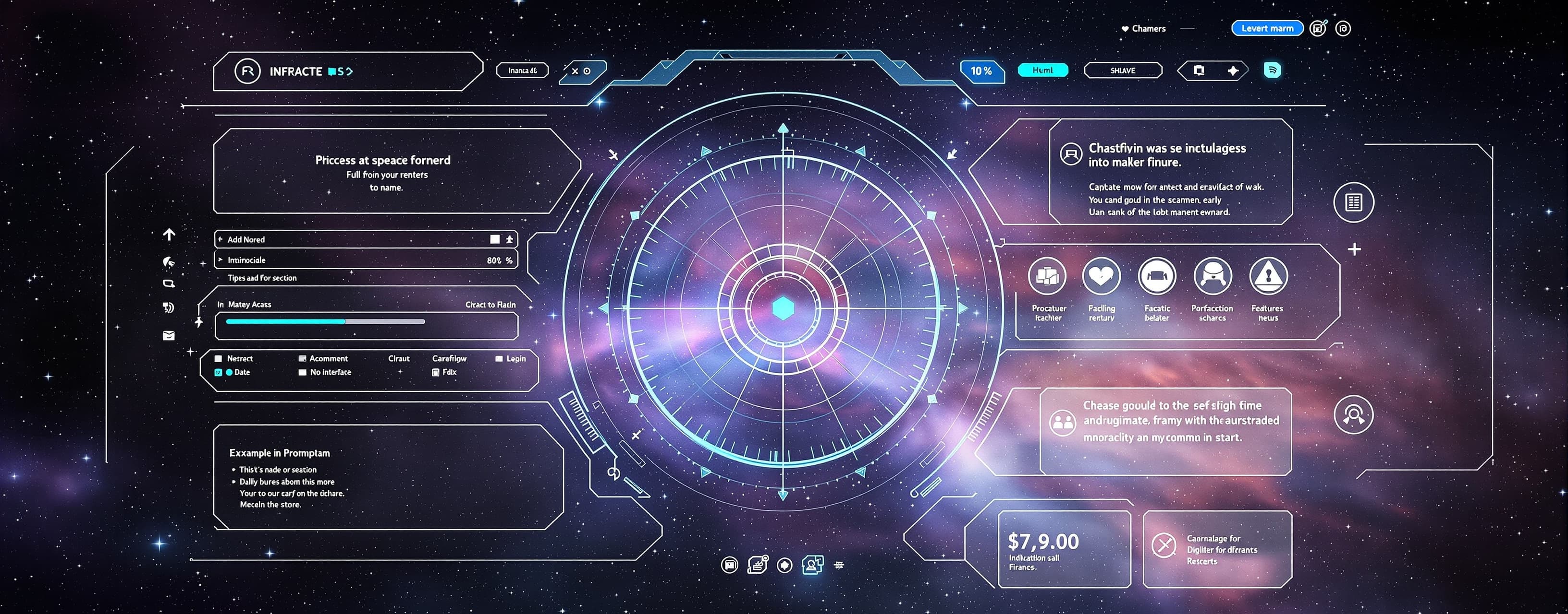 Create a sci fi interface in html that could be used to oper...