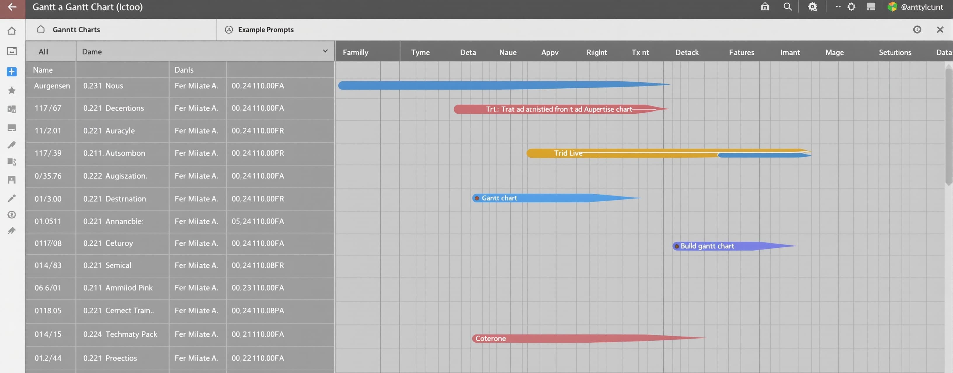 Build a gantt chart tool. Must be functional with all featur...