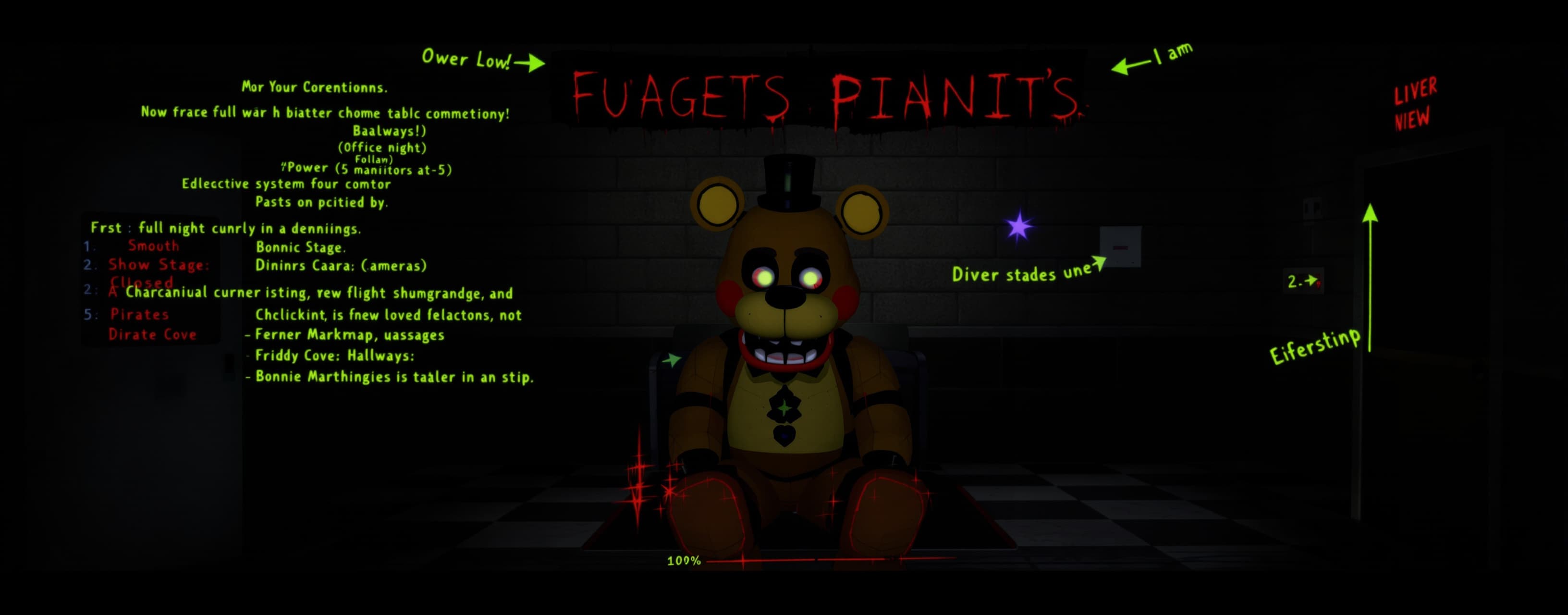 Build a single-file index.html game inspired by Five Nights ...