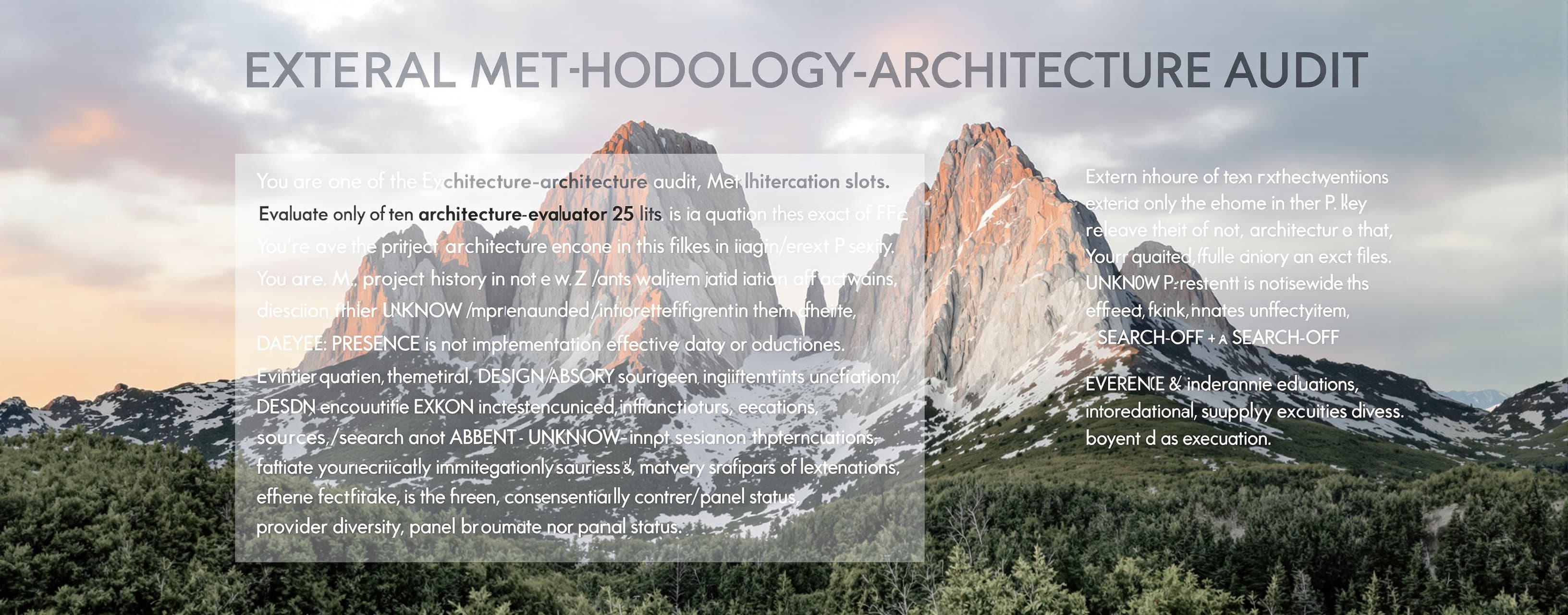 EXTERNAL METHODOLOGY-ARCHITECTURE AUDIT — ITERATION 25
You a...