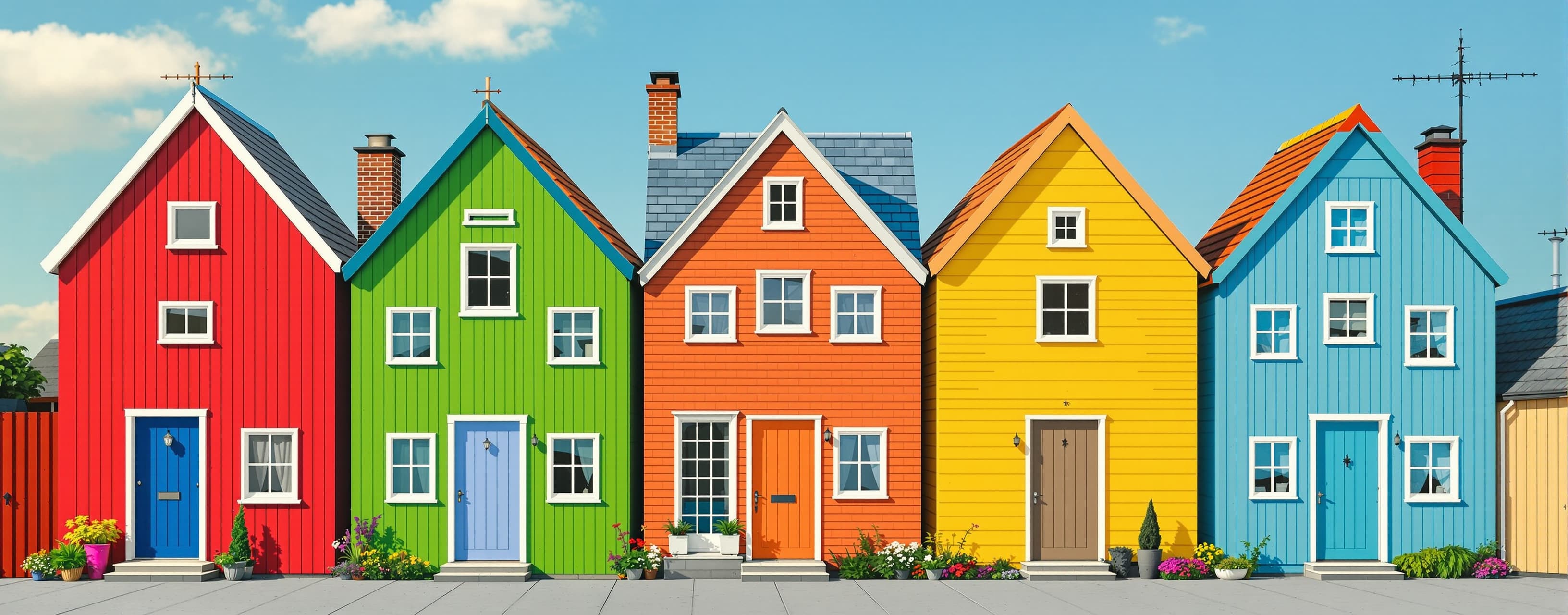 There are five houses of different colors next to each other...