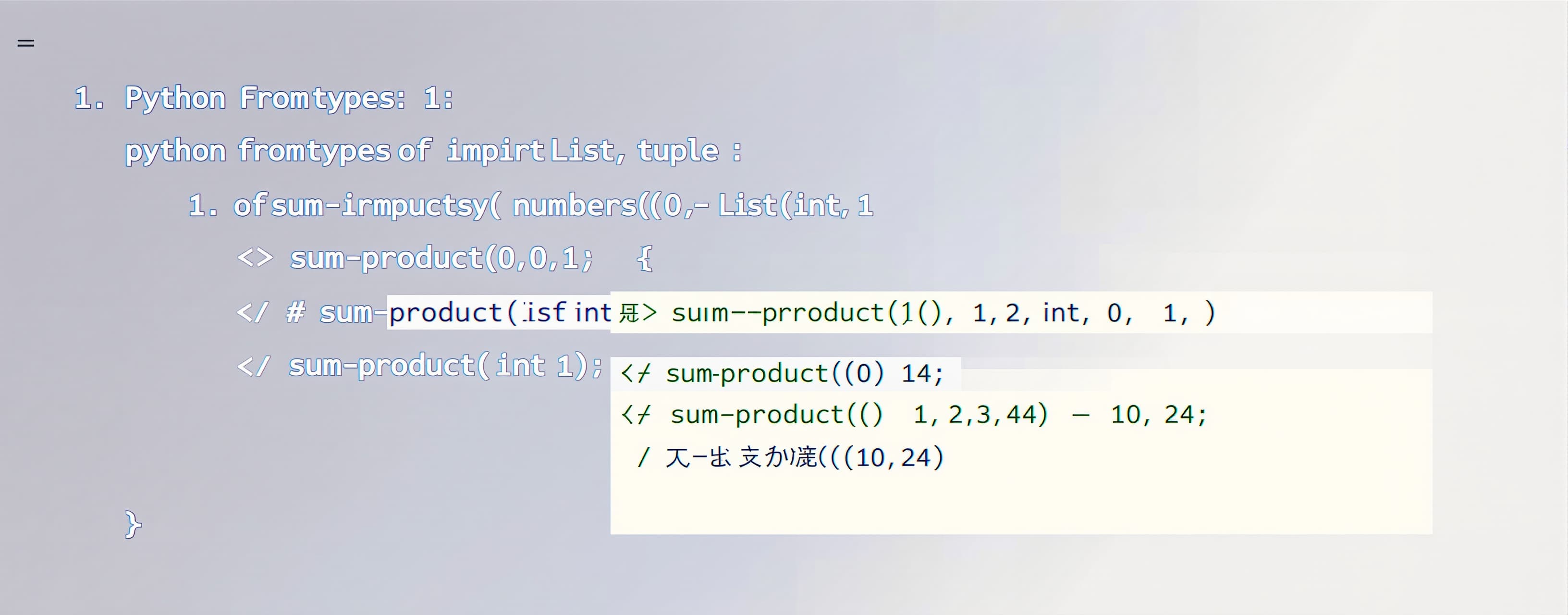 完成以下 Python 函数： python fromtypes import List, Tuple def sum_...