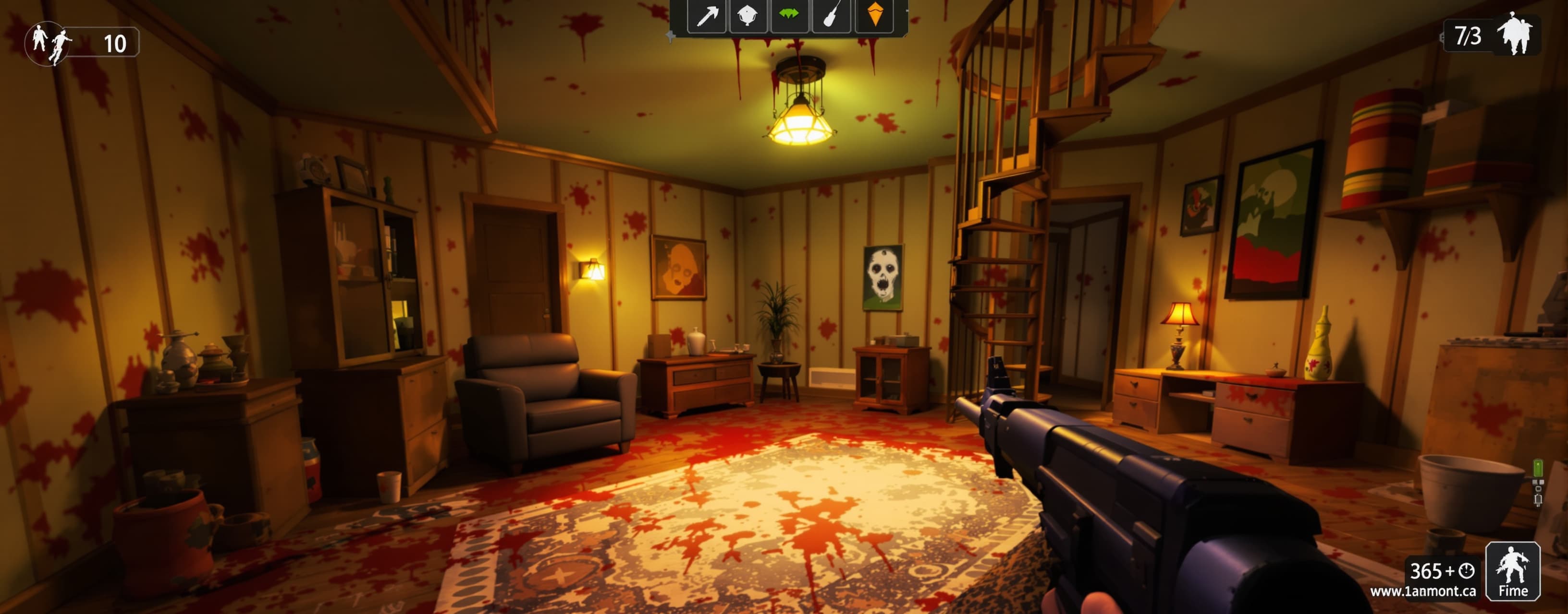 Create a complete 3D first-person zombie survival game inspi...