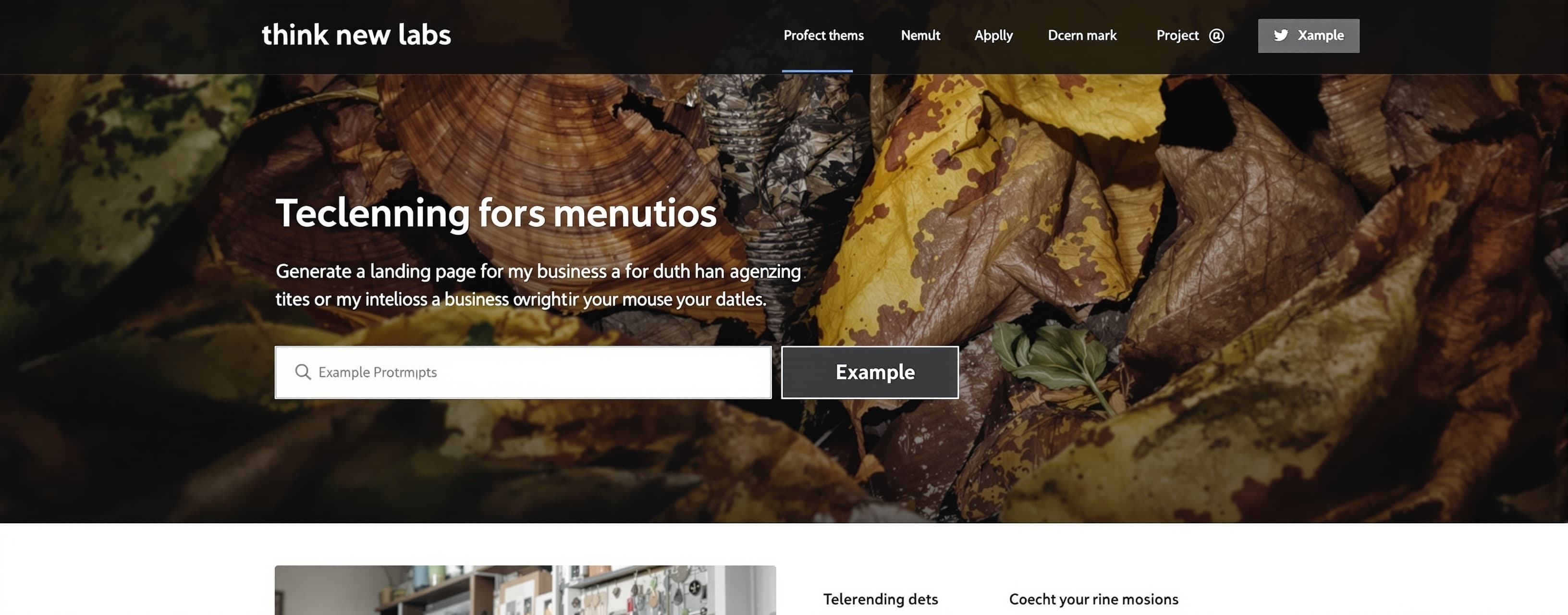 Generate a landing page for my business site think new labs
