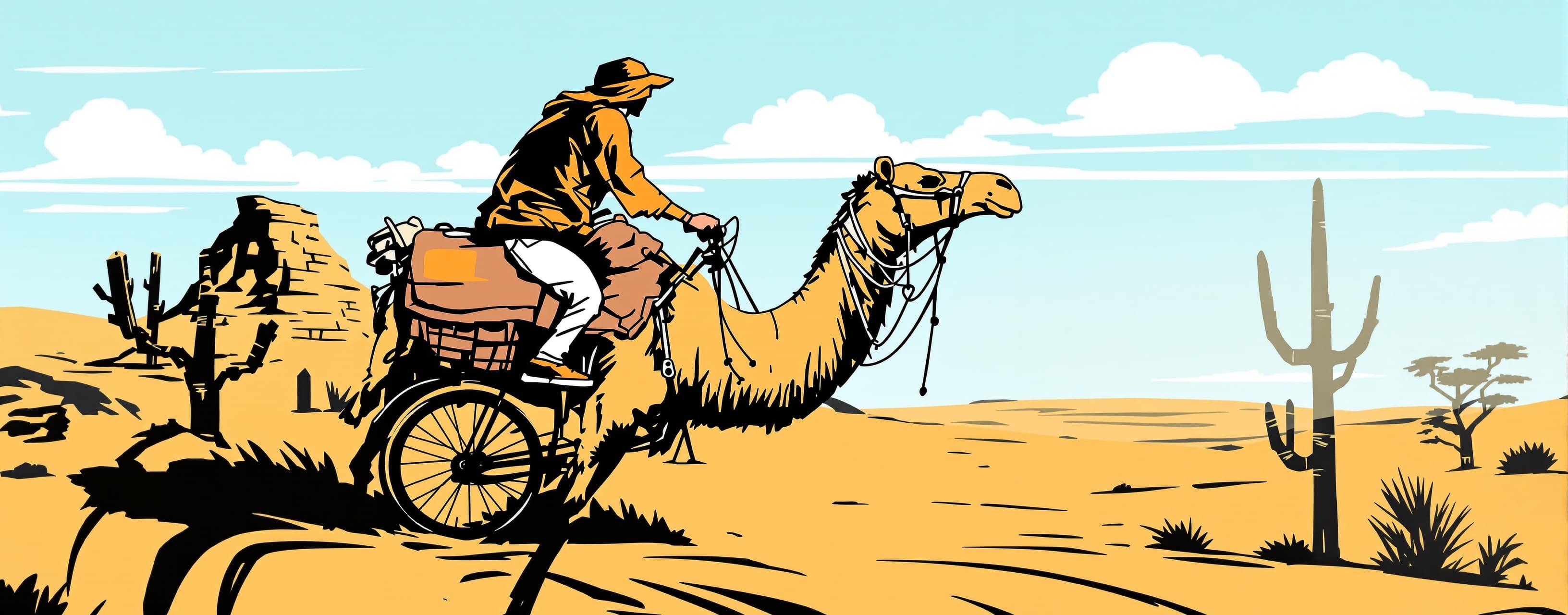 Camel riding a bike