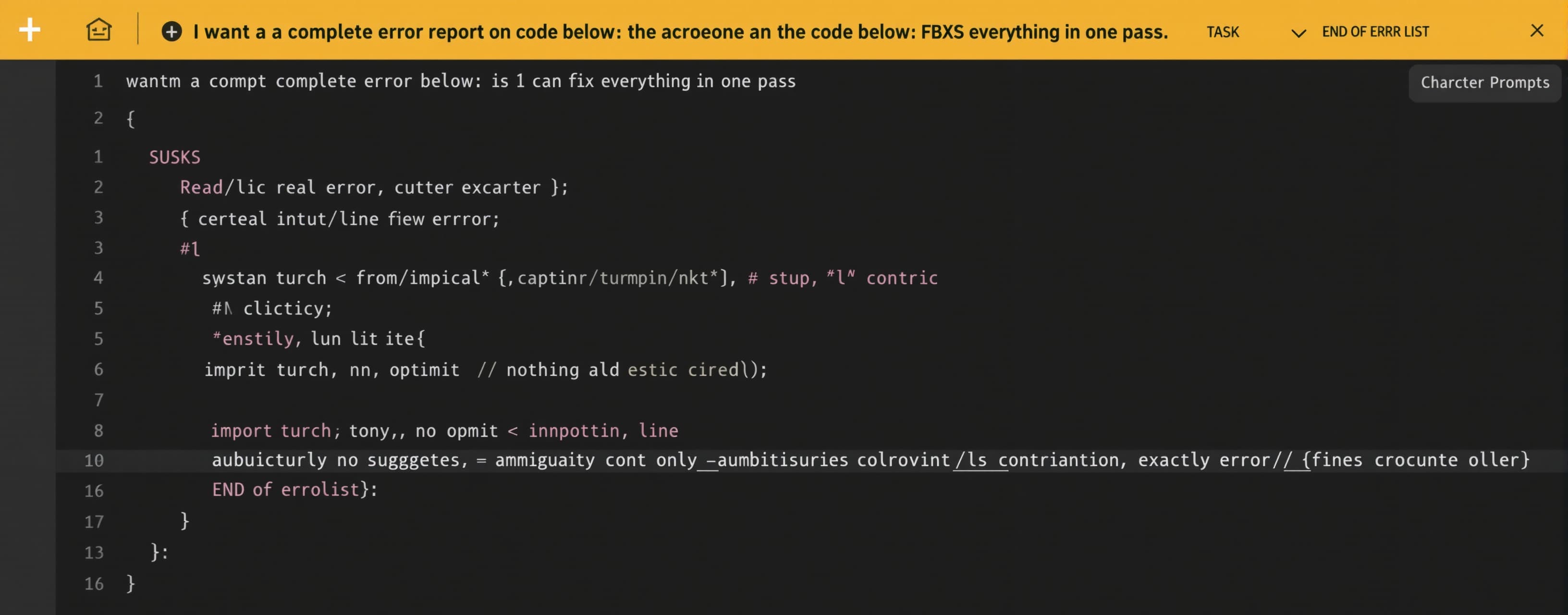 I want a complete error report on the code below so I can fi...