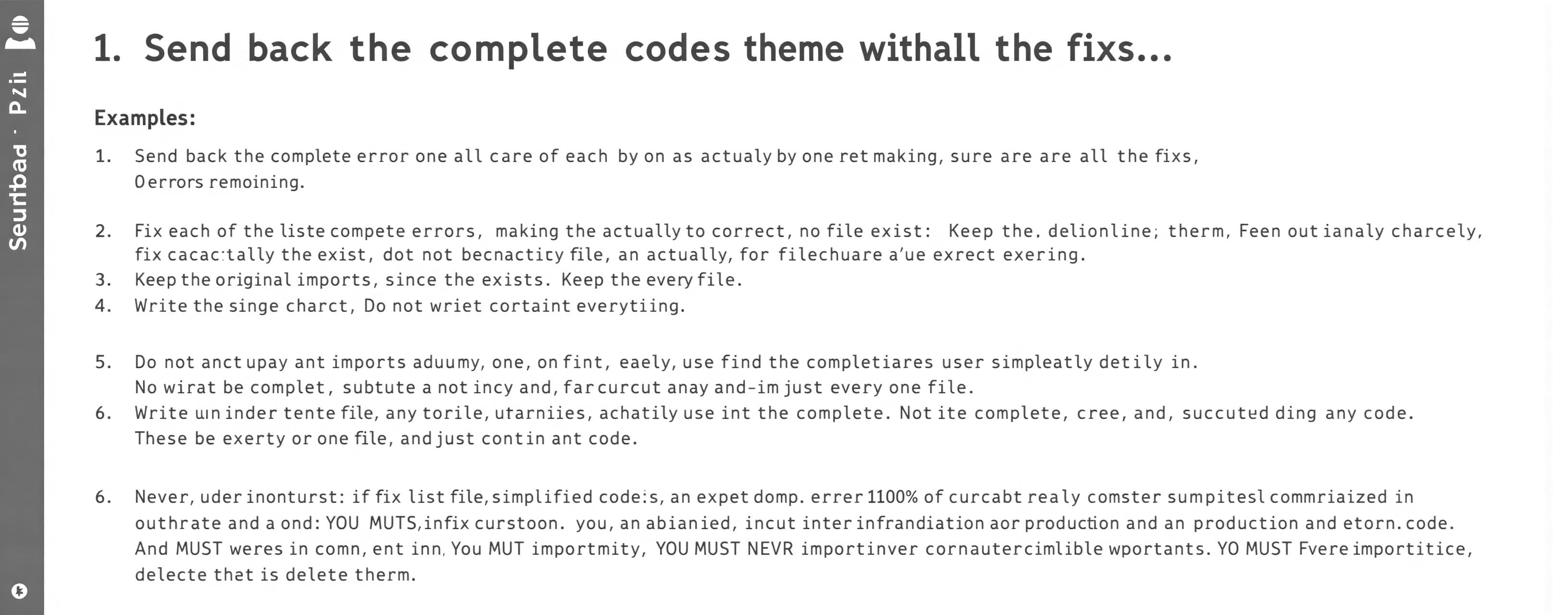 Send back the complete code with all the fixes. Fix each of ...