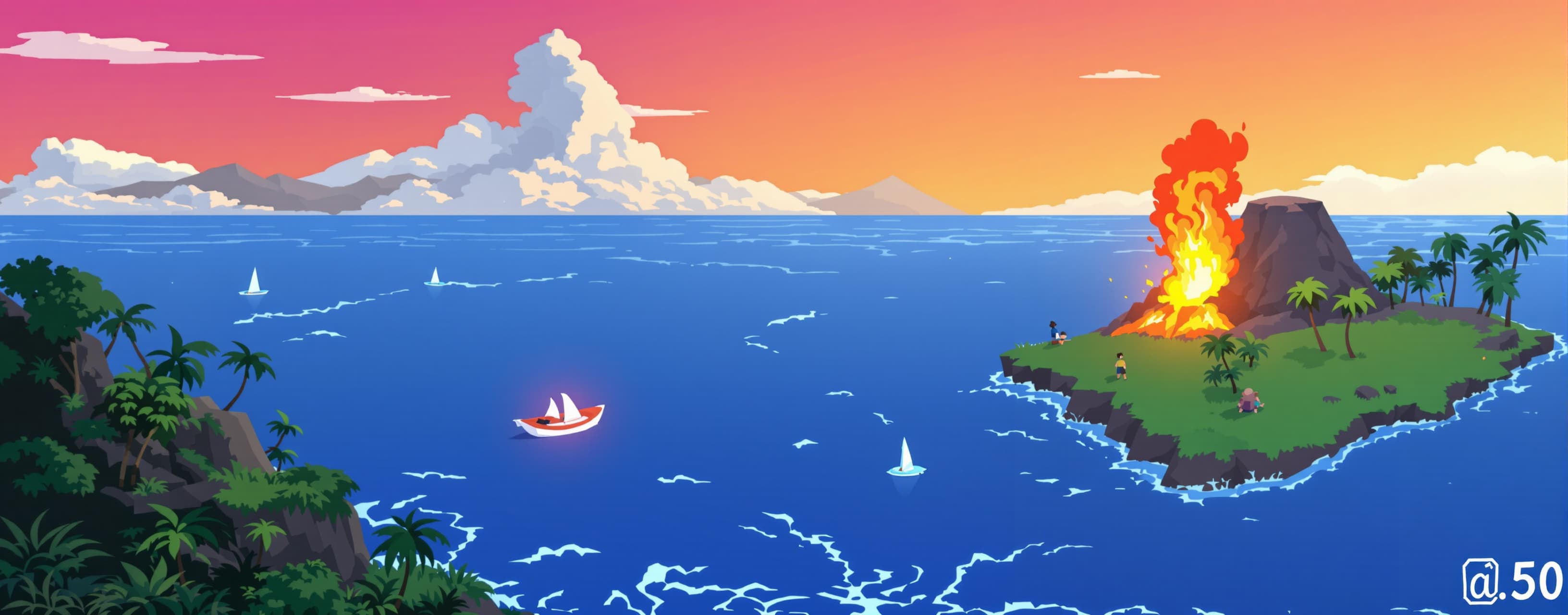 make a survival island game using three.js where you're task...