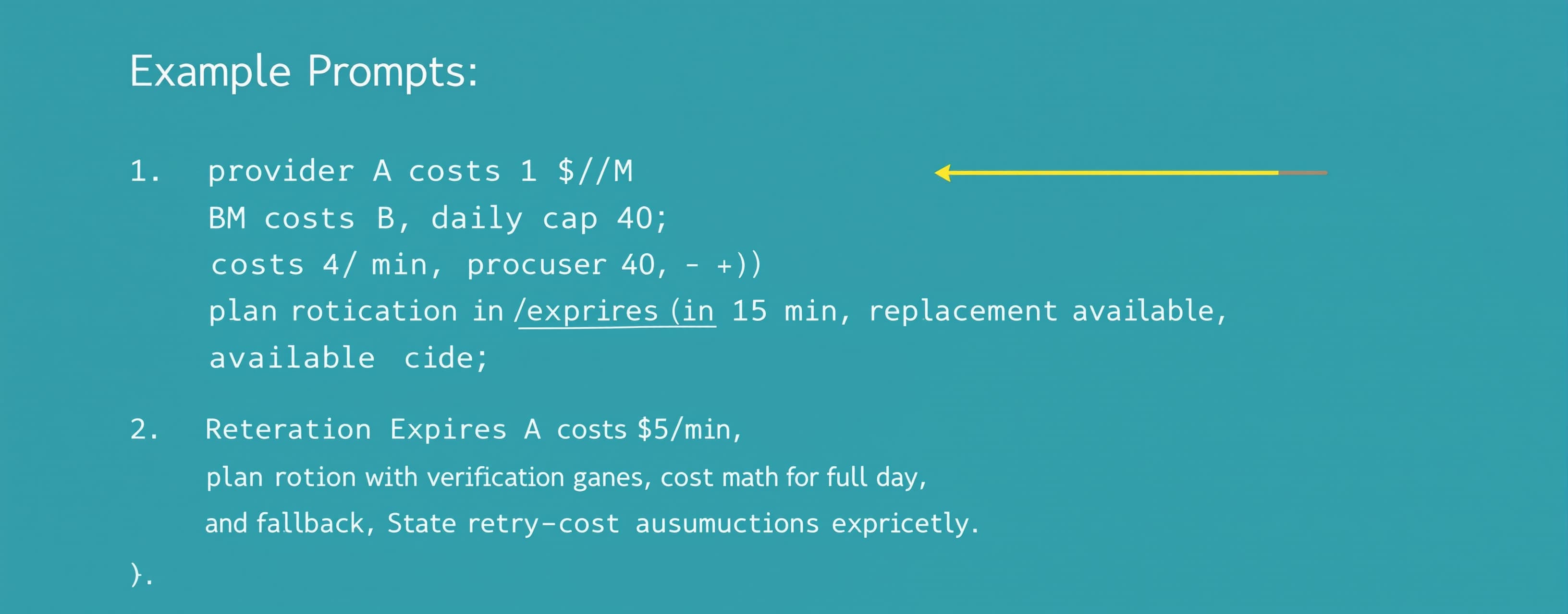Provider A costs 1 $/M, B costs 4 $/M, daily cap 40. Key A e...