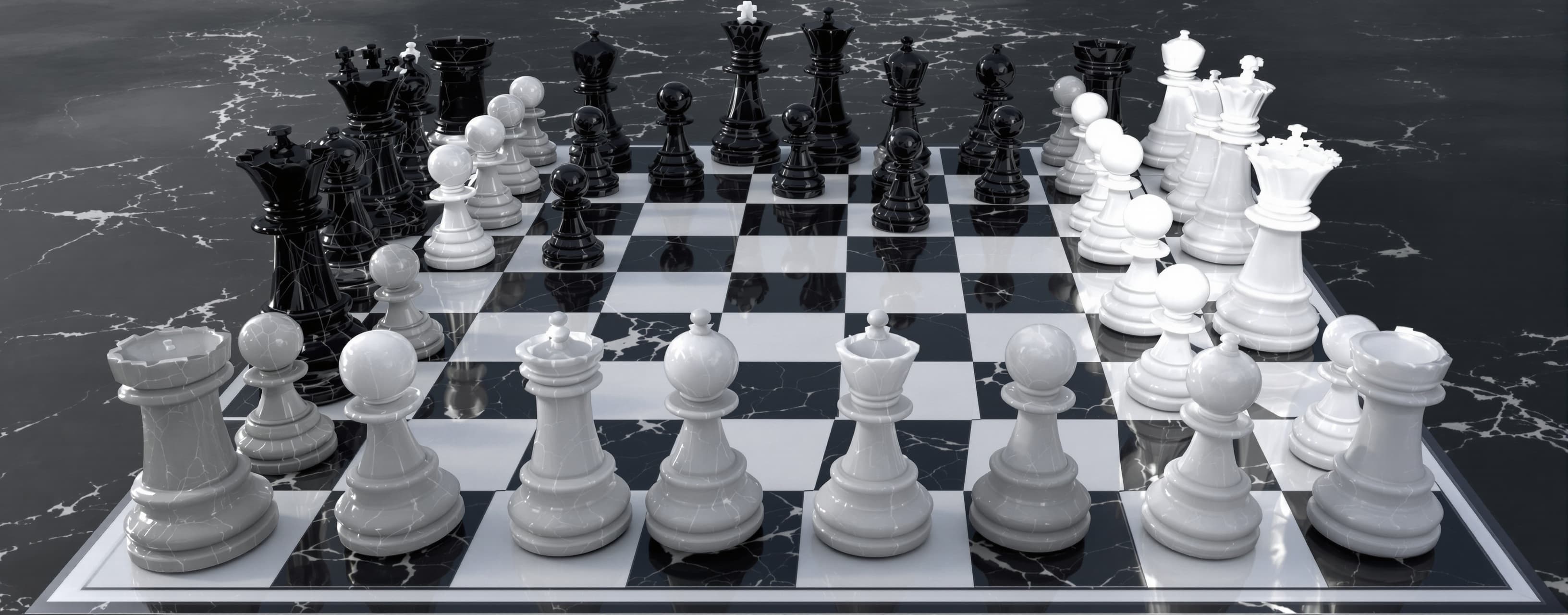Create a realistic 3d chess game, that plays it self. Make i...