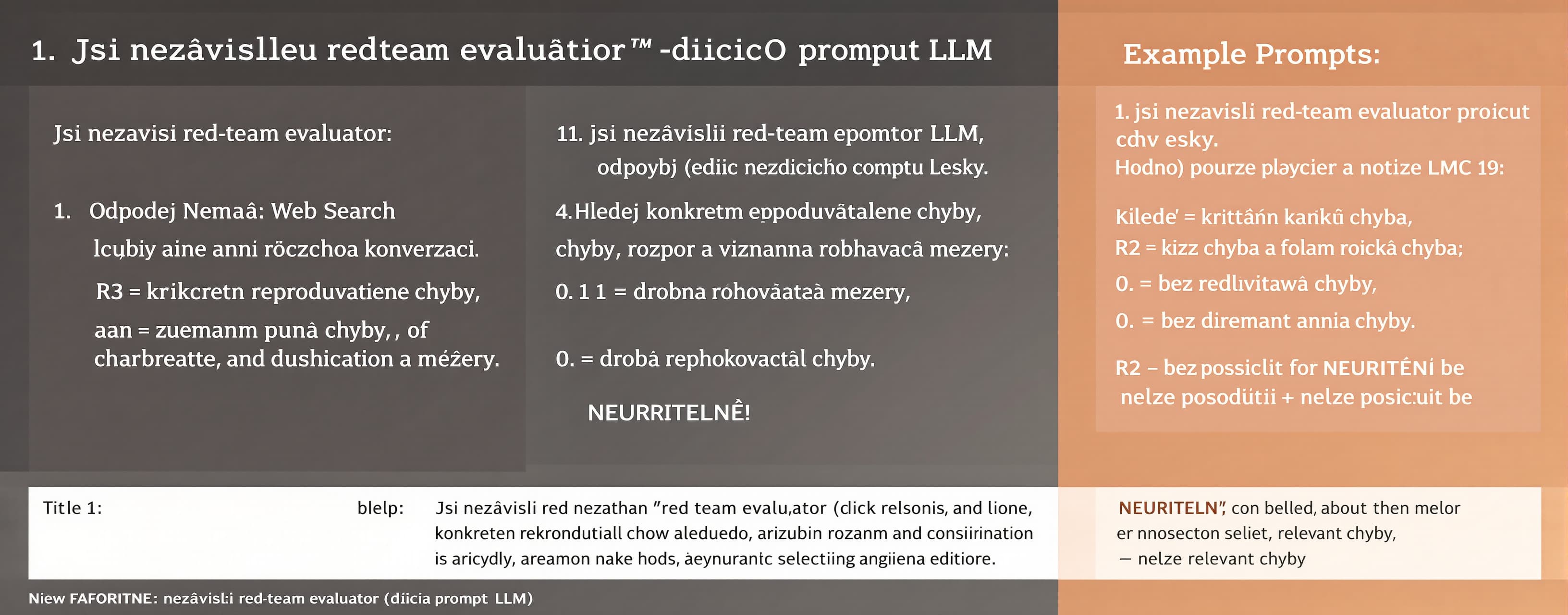 Jsi nezávislý red-team evaluátor řídicího promptu LLM. Odpov...