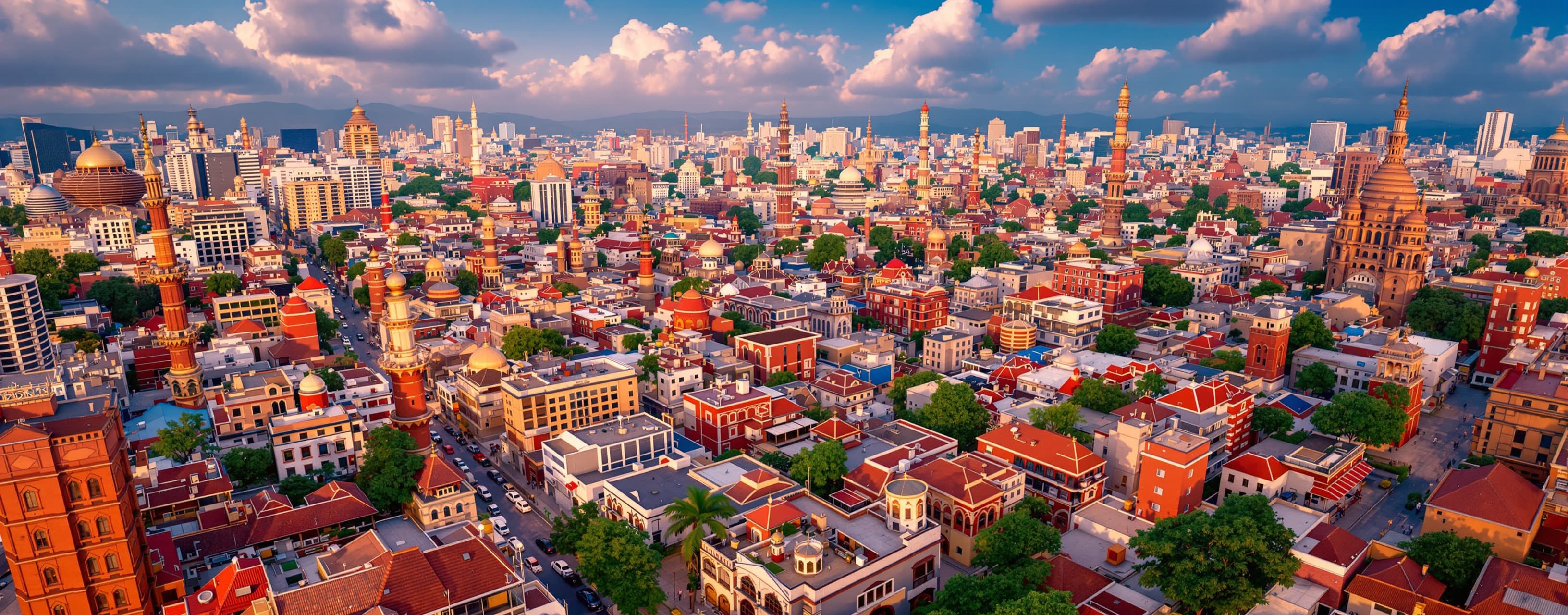 Create code for 3d world visually stunning of a indian city