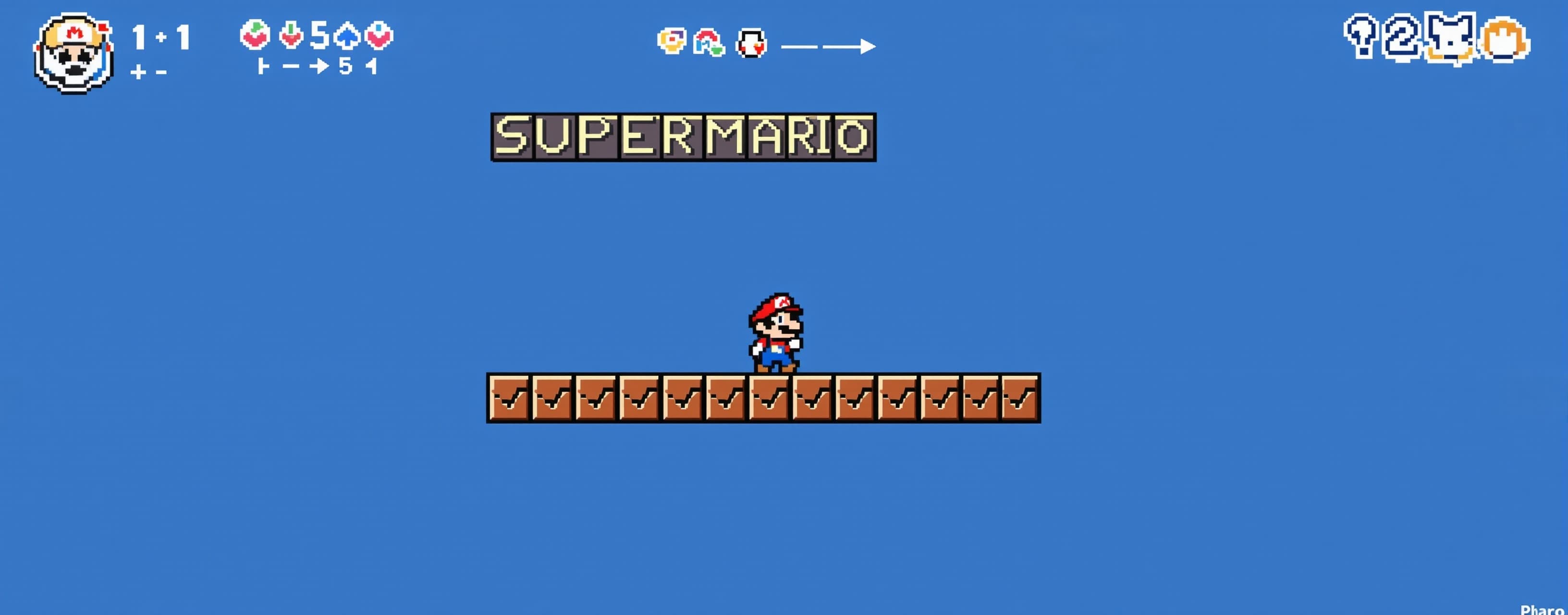 Build a 8bit simulated game 'Super Mario' with changed name ...