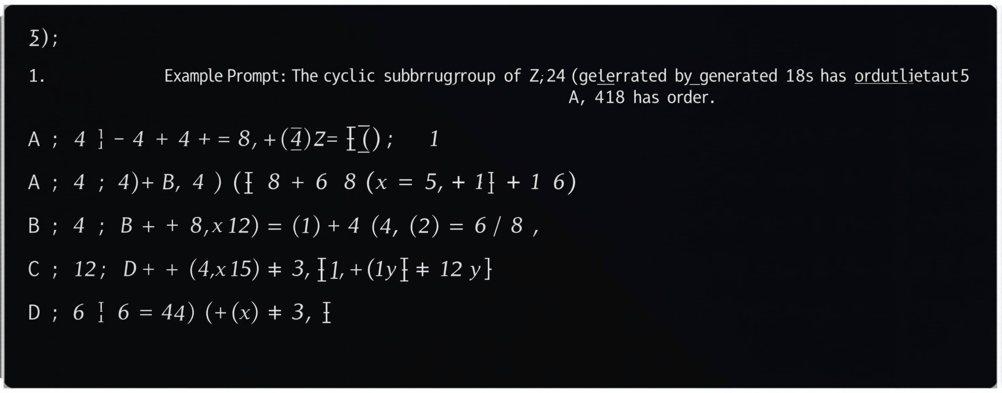 The cyclic subgroup of Z_24 generated by 18 has order

A) 4
...