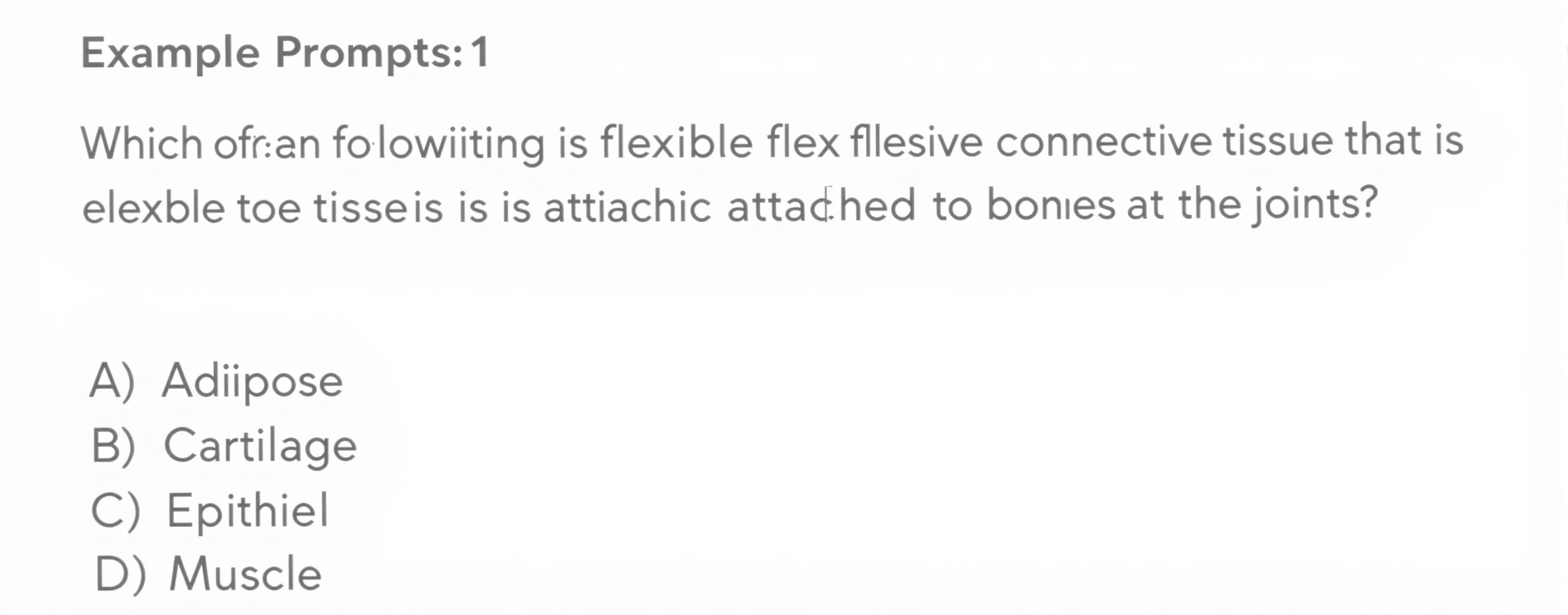 Which of the following is flexible connective tissue that is...