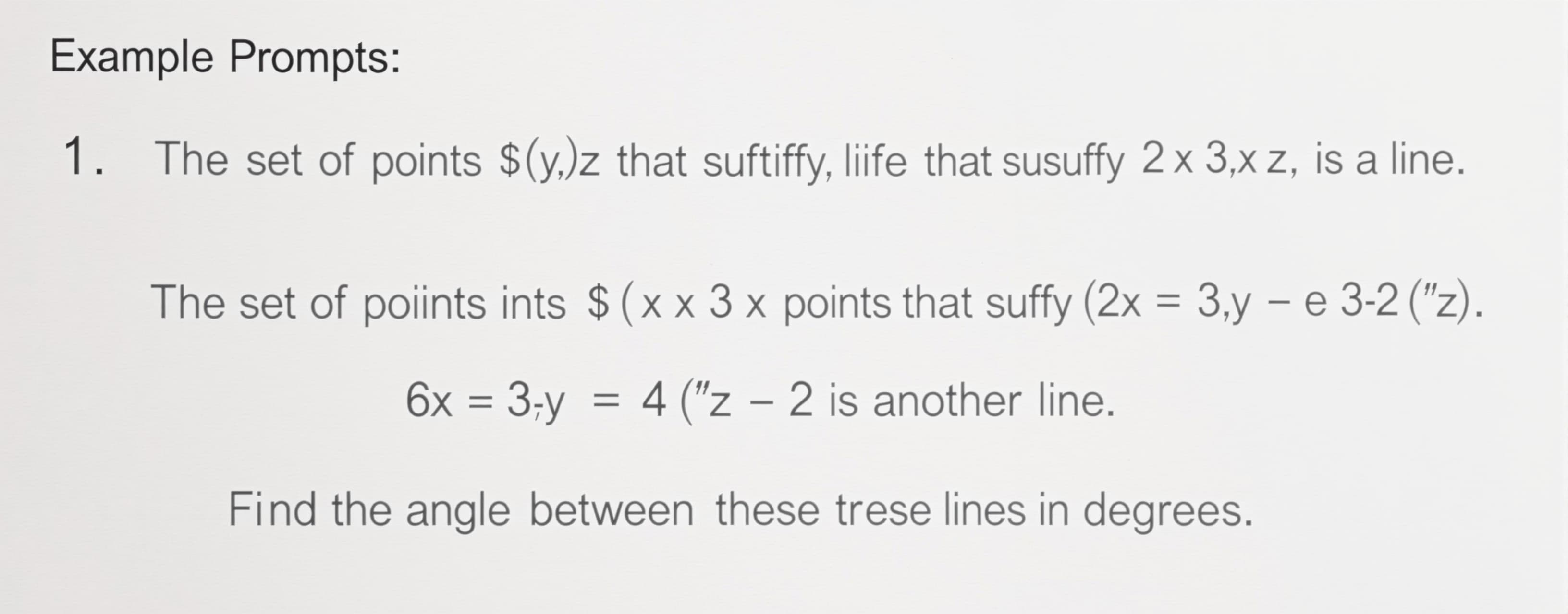 The set of points $(x,y,z)$ that satisfy
\[2x = 3y = -z\]is ...