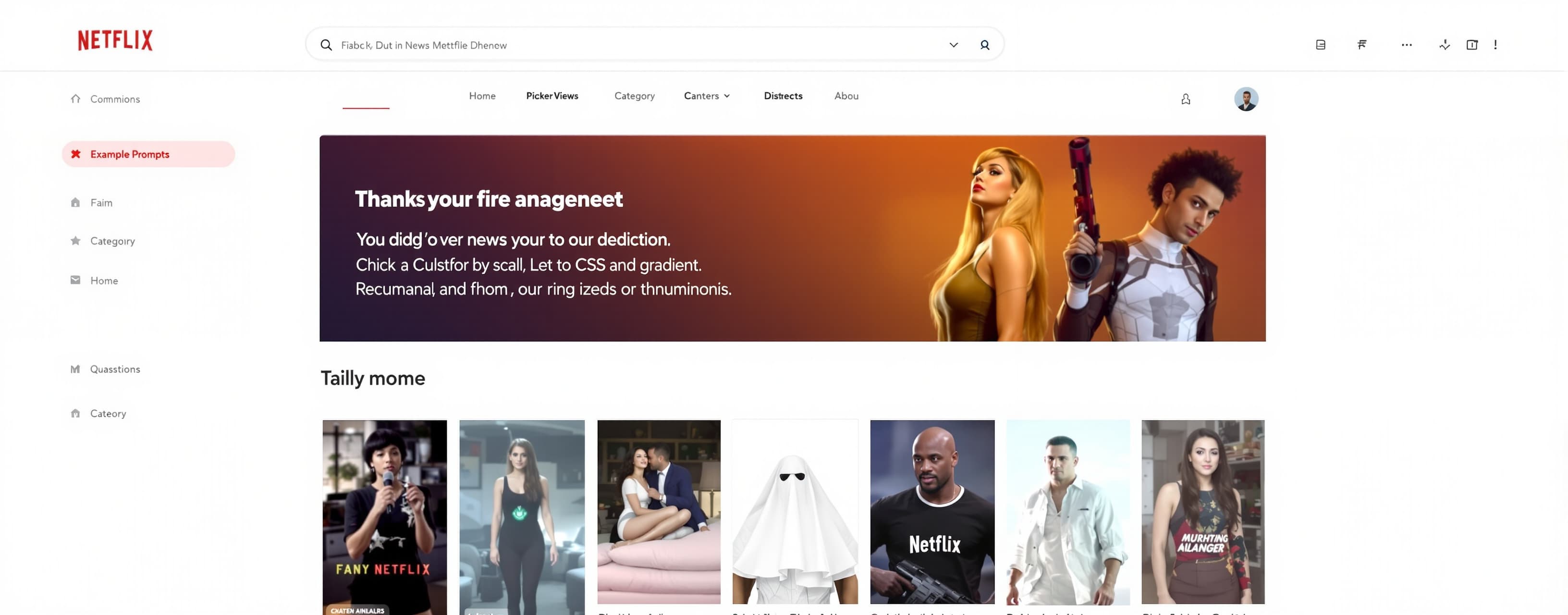 Create a Netflix-style browse interface with horizontal cont...