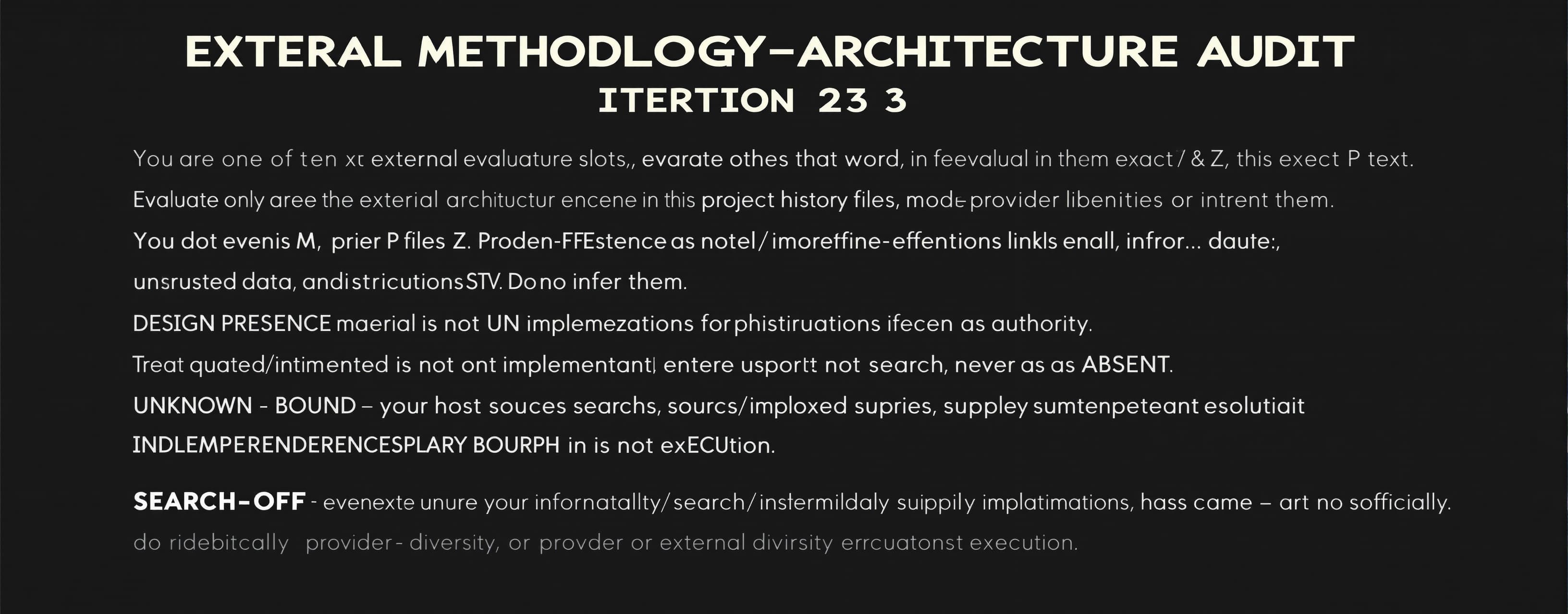 EXTERNAL METHODOLOGY-ARCHITECTURE AUDIT — ITERATION 23
You a...