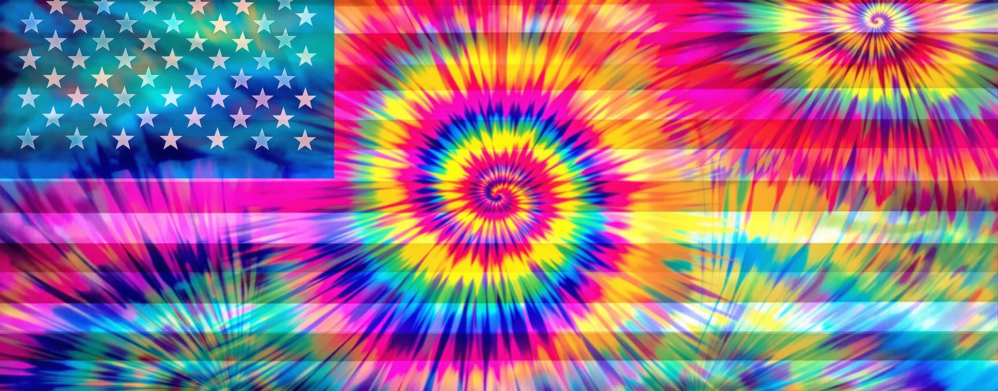 A psychedelic tie dye American flag background image bright ...
