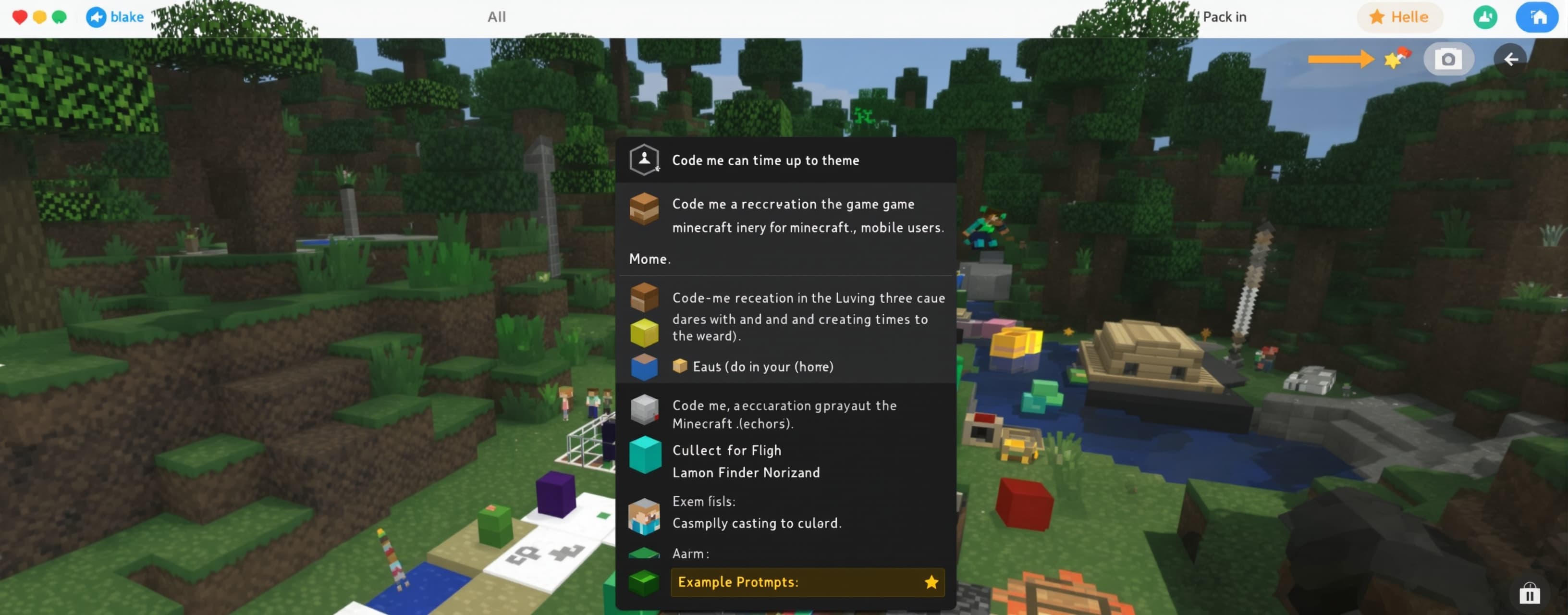 Code me a recreation of the game minecraft for mobile users