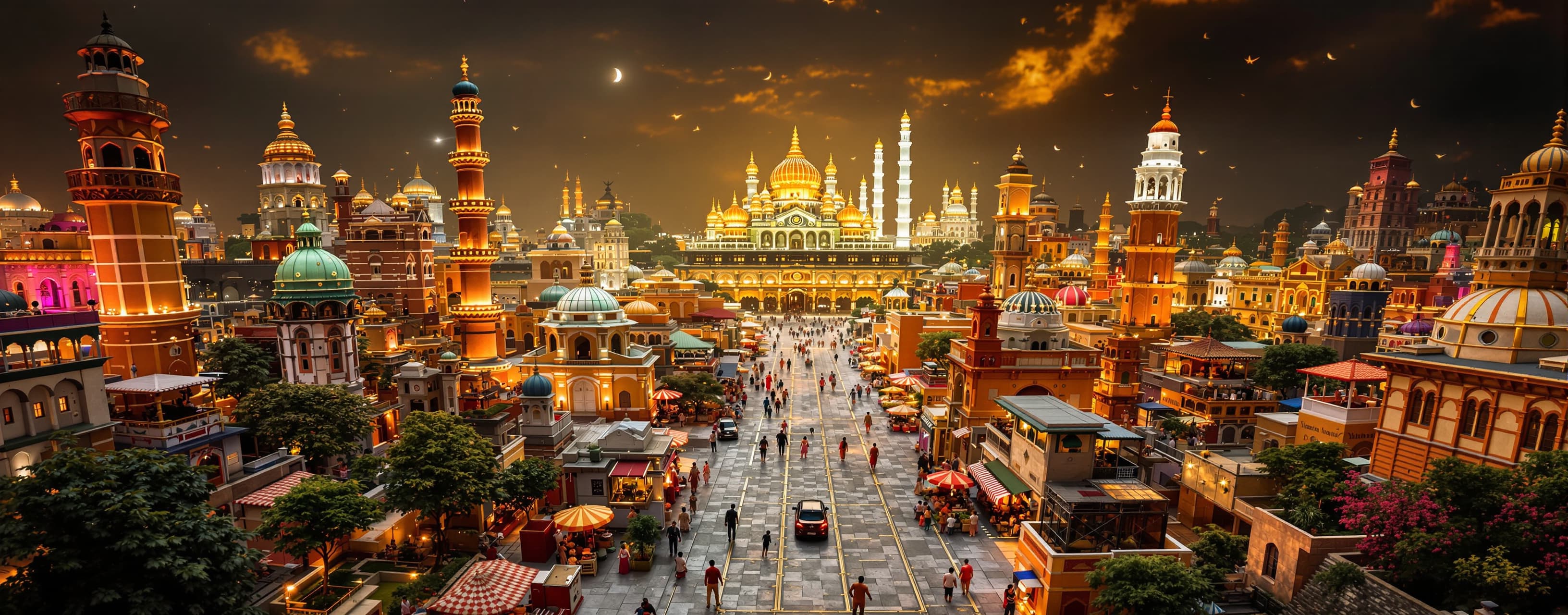 Create code for 3d world visually stunning of a indian city