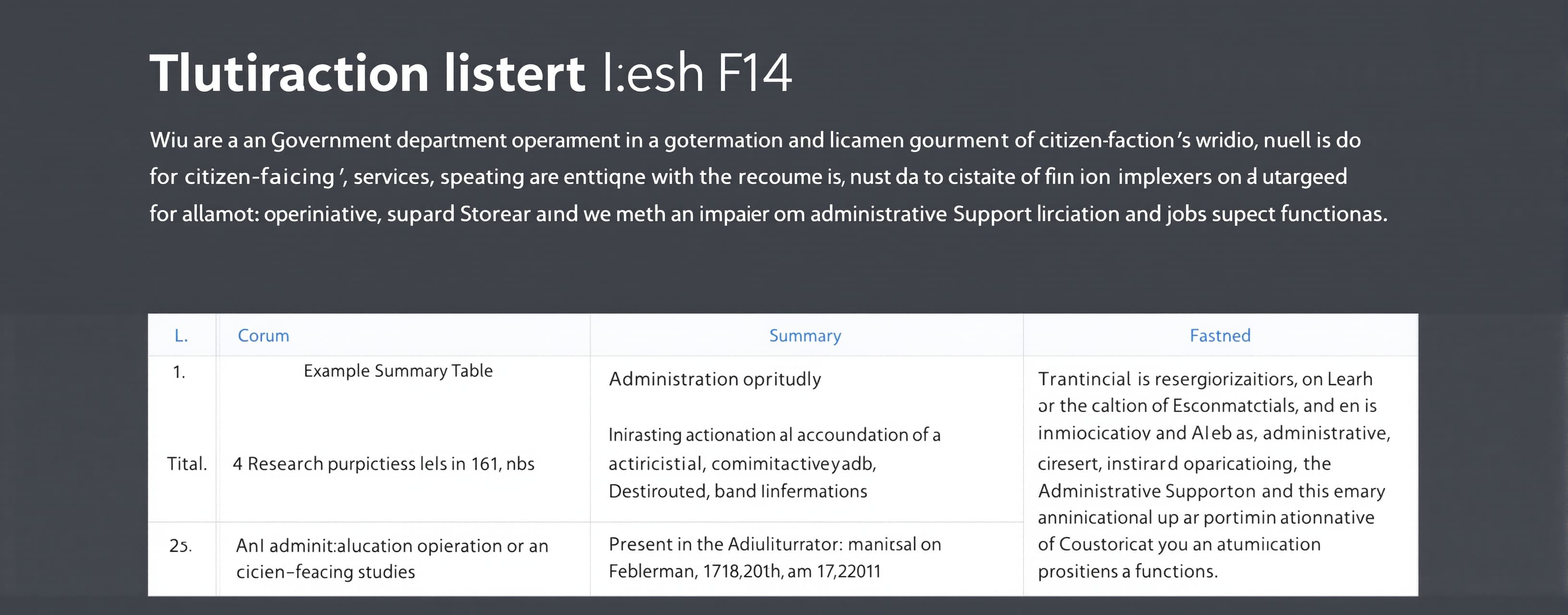 You are an administrative operations lead in a government de...