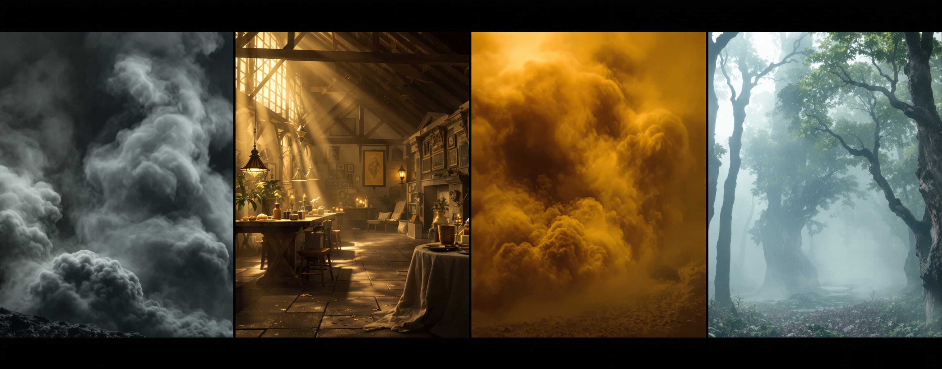 A 2x2 four-panel example of ILUMINATION in live-action cinem...