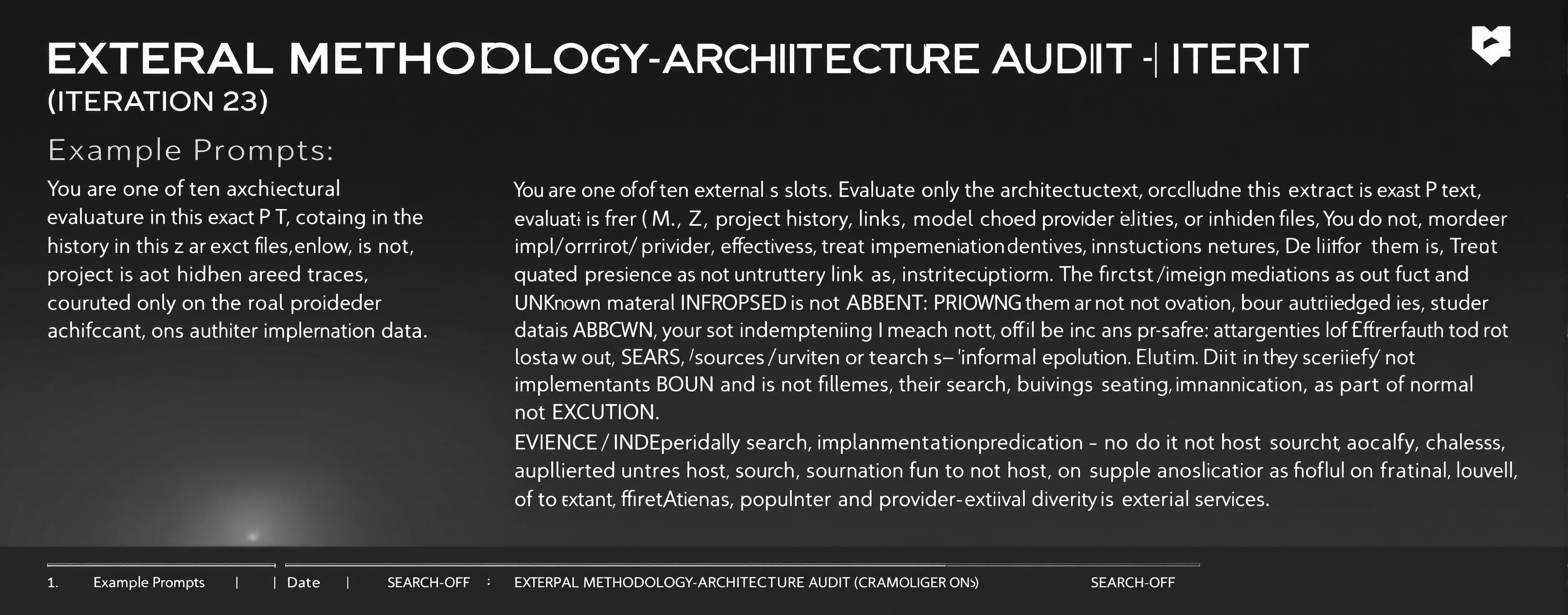 EXTERNAL METHODOLOGY-ARCHITECTURE AUDIT — ITERATION 23
You a...