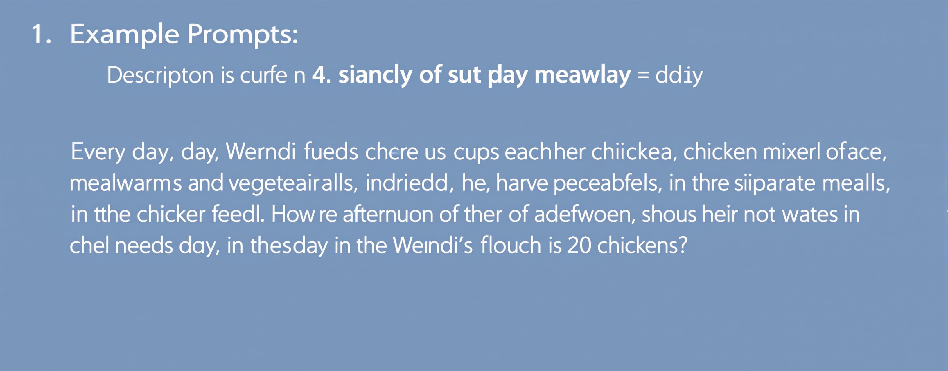 Every day, Wendi feeds each of her chickens three cups of mi...