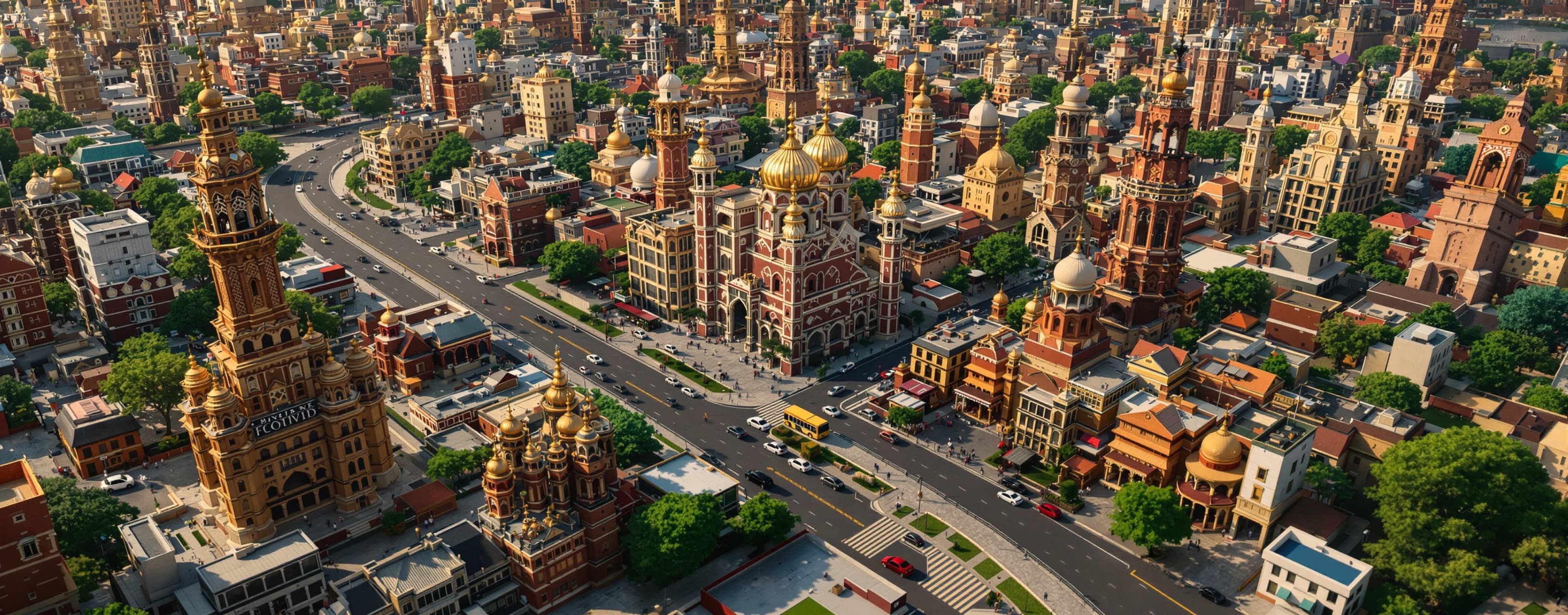 Create code for 3d world visually stunning of a indian city