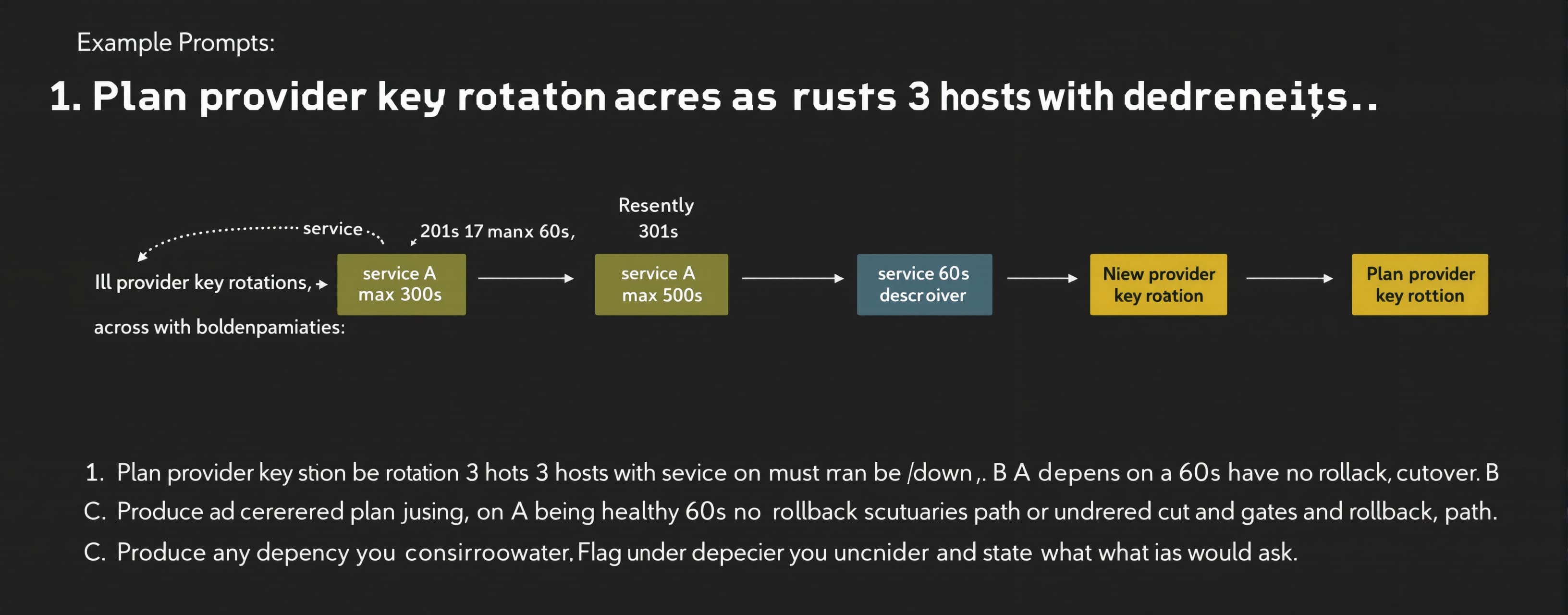 Plan provider key rotation across 3 hosts with dependencies:...