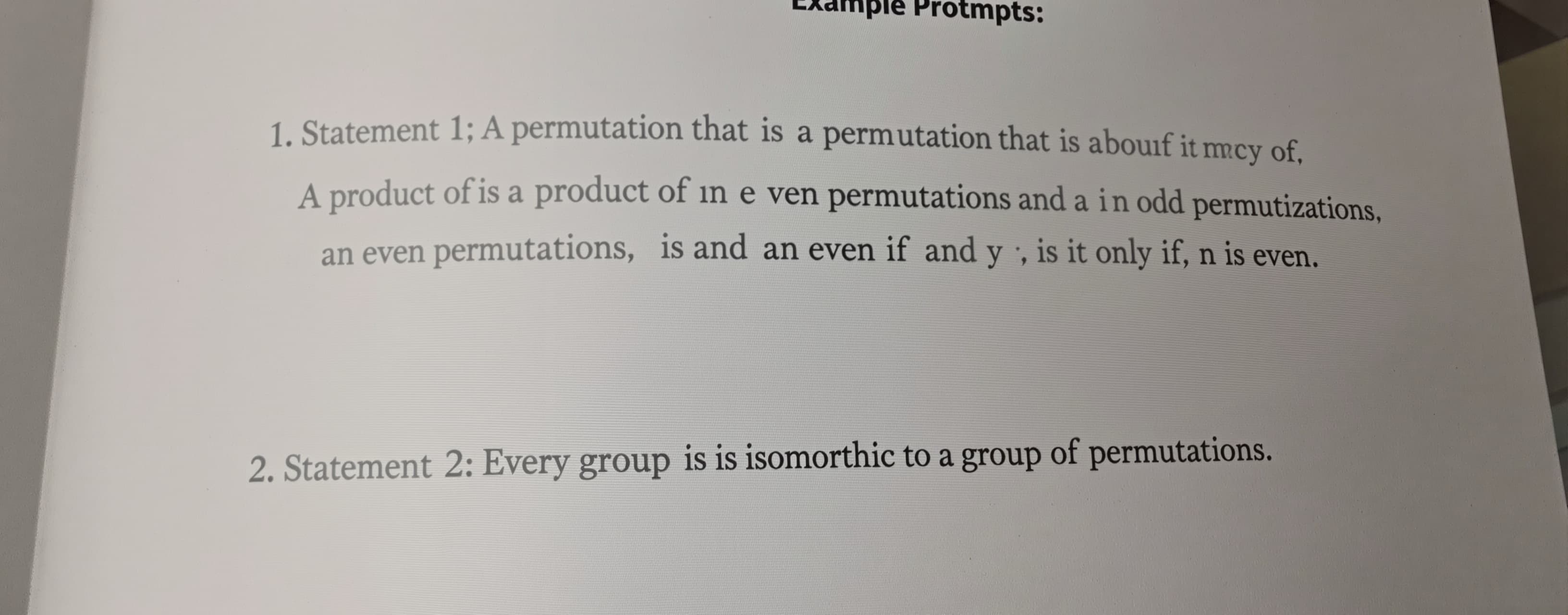 Statement 1 | A permutation that is a product of m even perm...