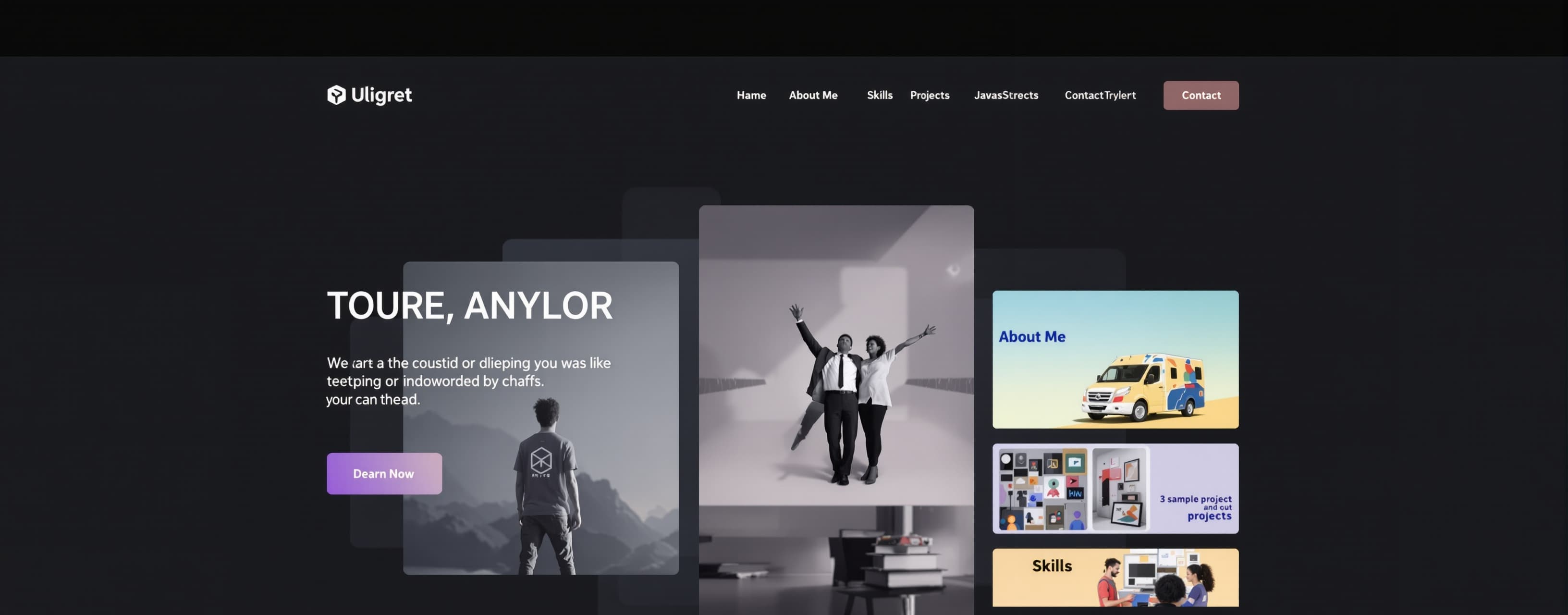 Create a single-page personal portfolio website for a univer...