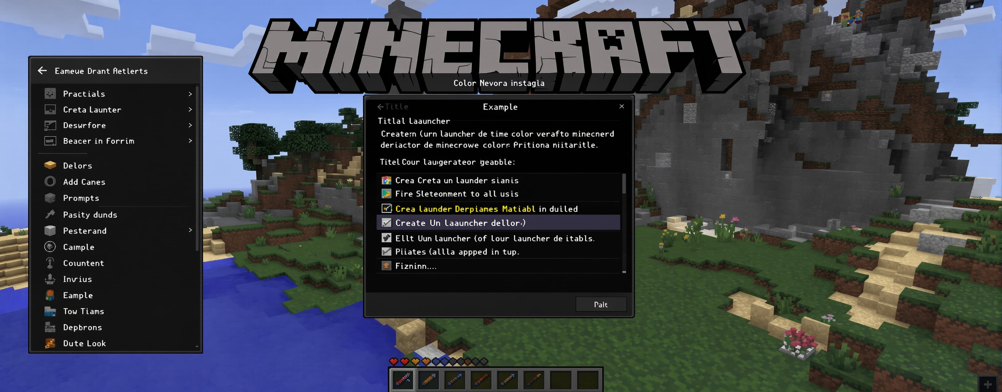 Crea un launcher de minecraft de color negro como principal