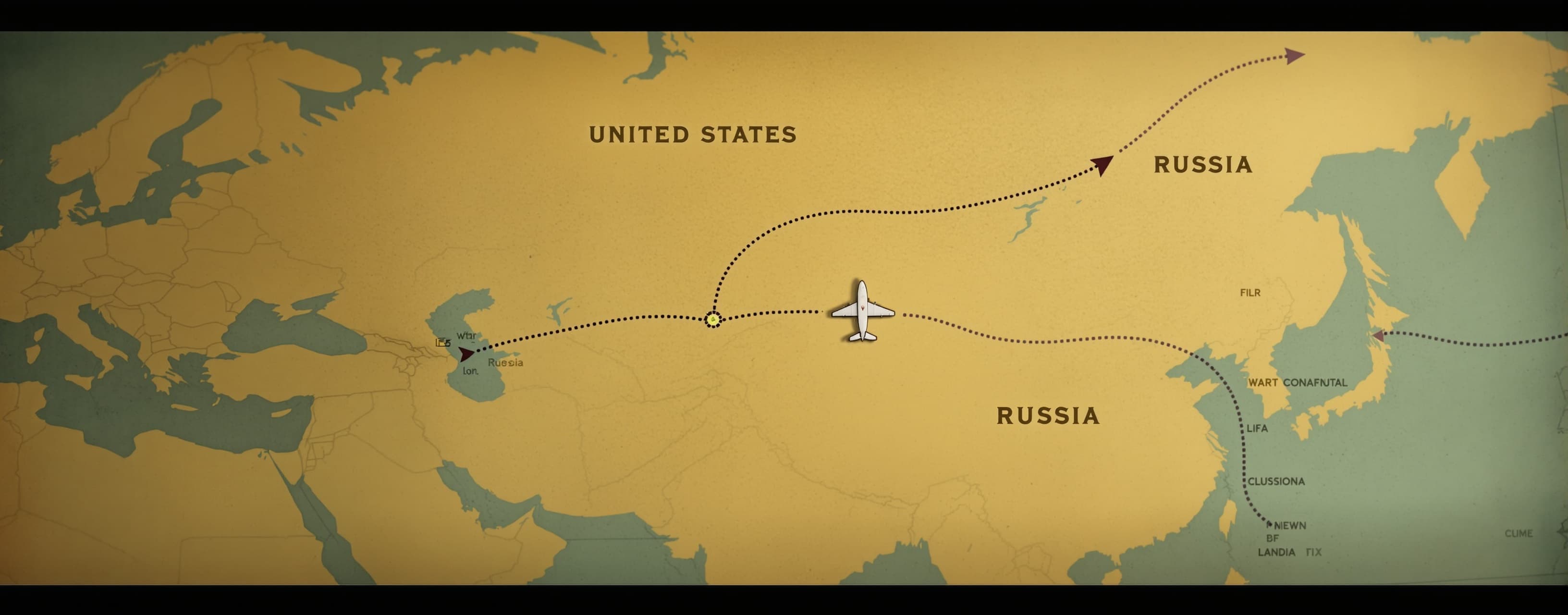 Generate a short retro animated map scene, inspired by old C...