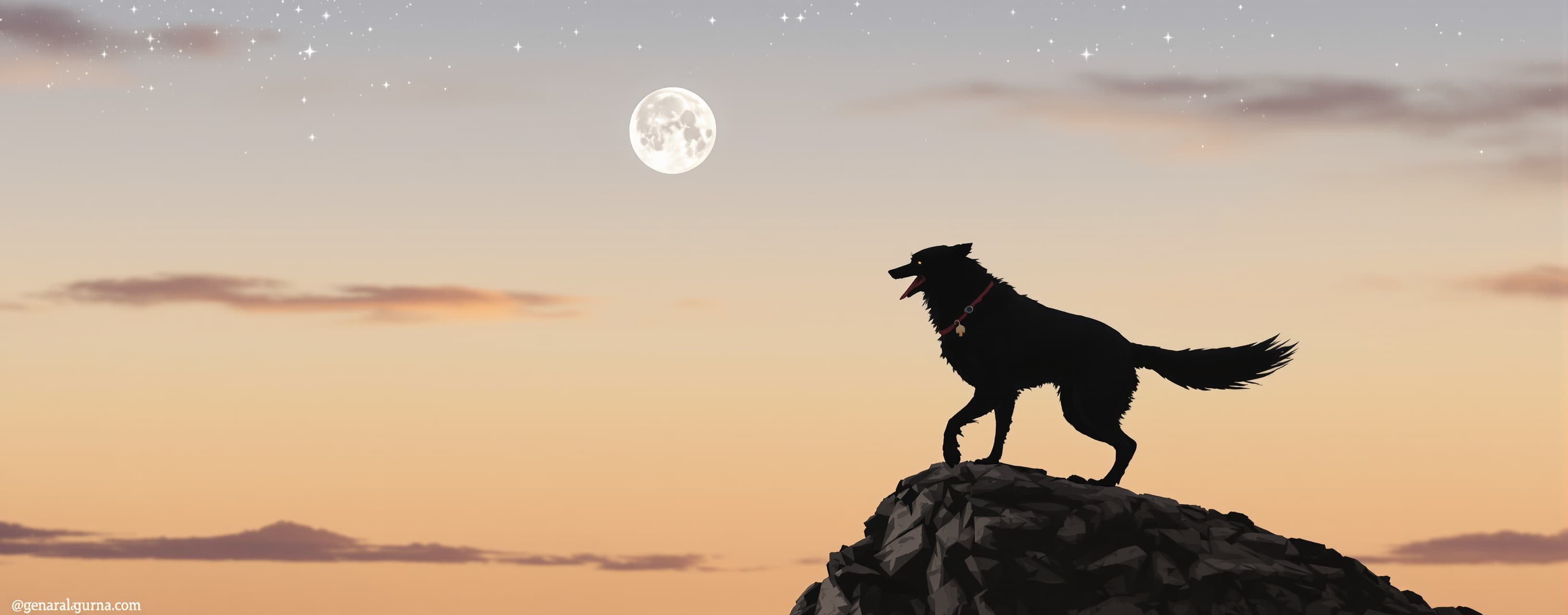 genara la imagen realista de un perro caminando por la luna