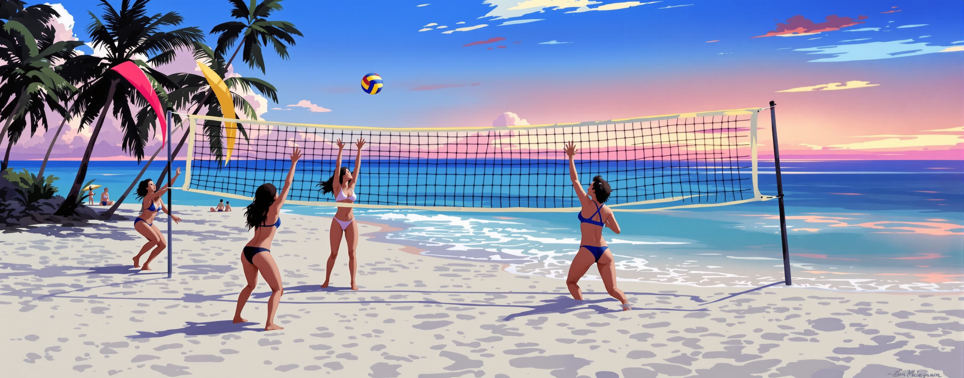 draw a pic beach volleyball playing