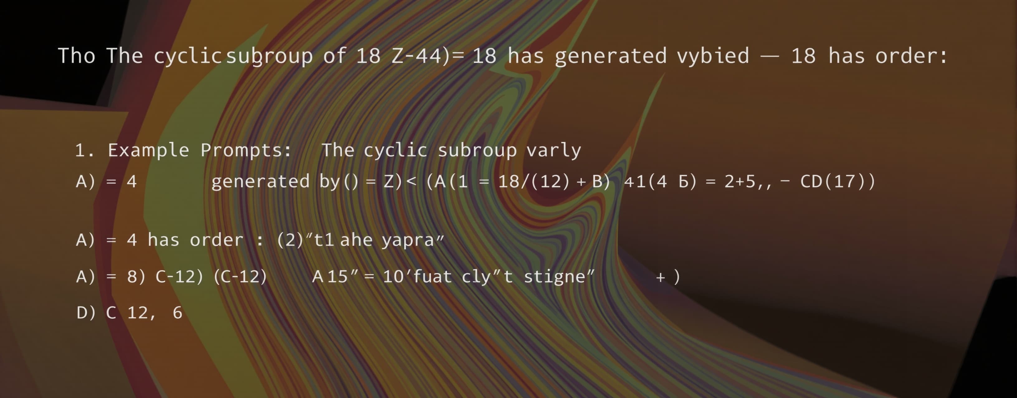 The cyclic subgroup of Z_24 generated by 18 has order

A) 4
...