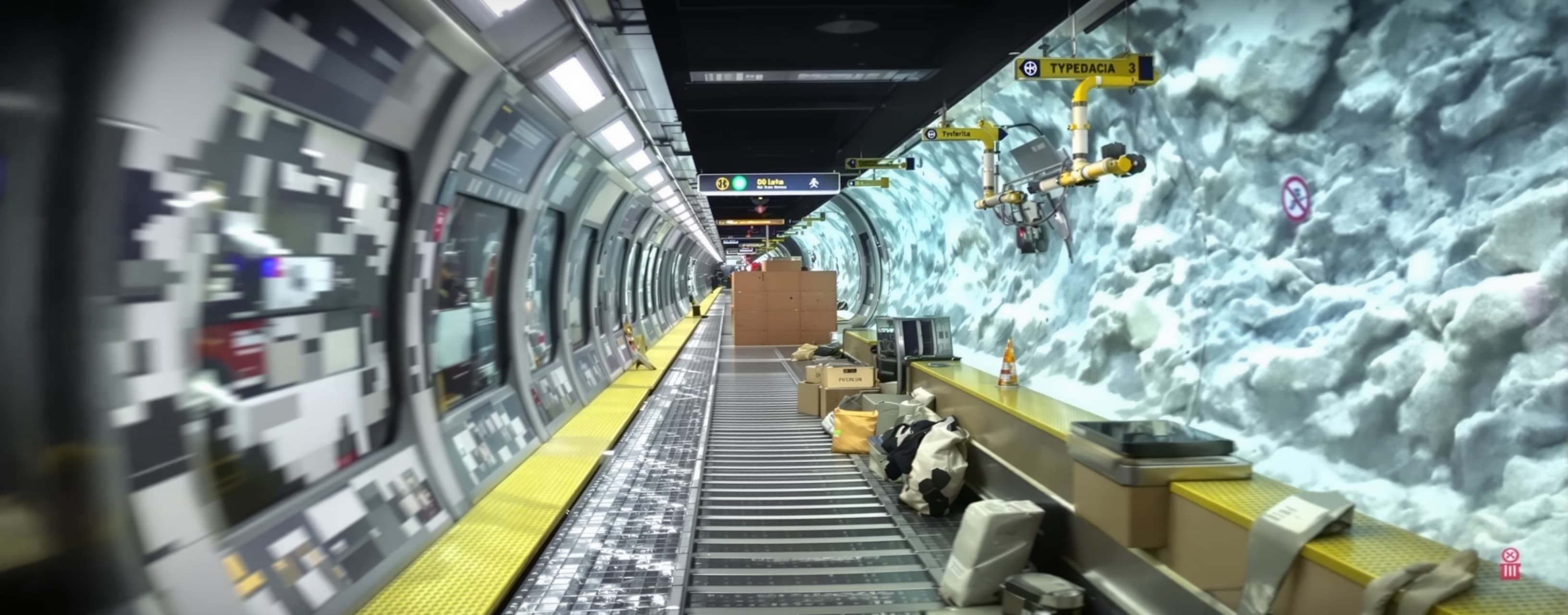 30 seconds video with audio of a underwater metro journey fr...