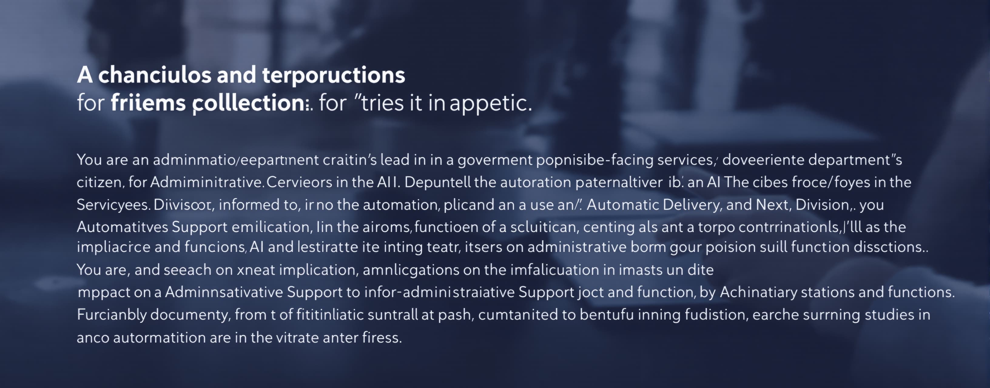 You are an administrative operations lead in a government de...