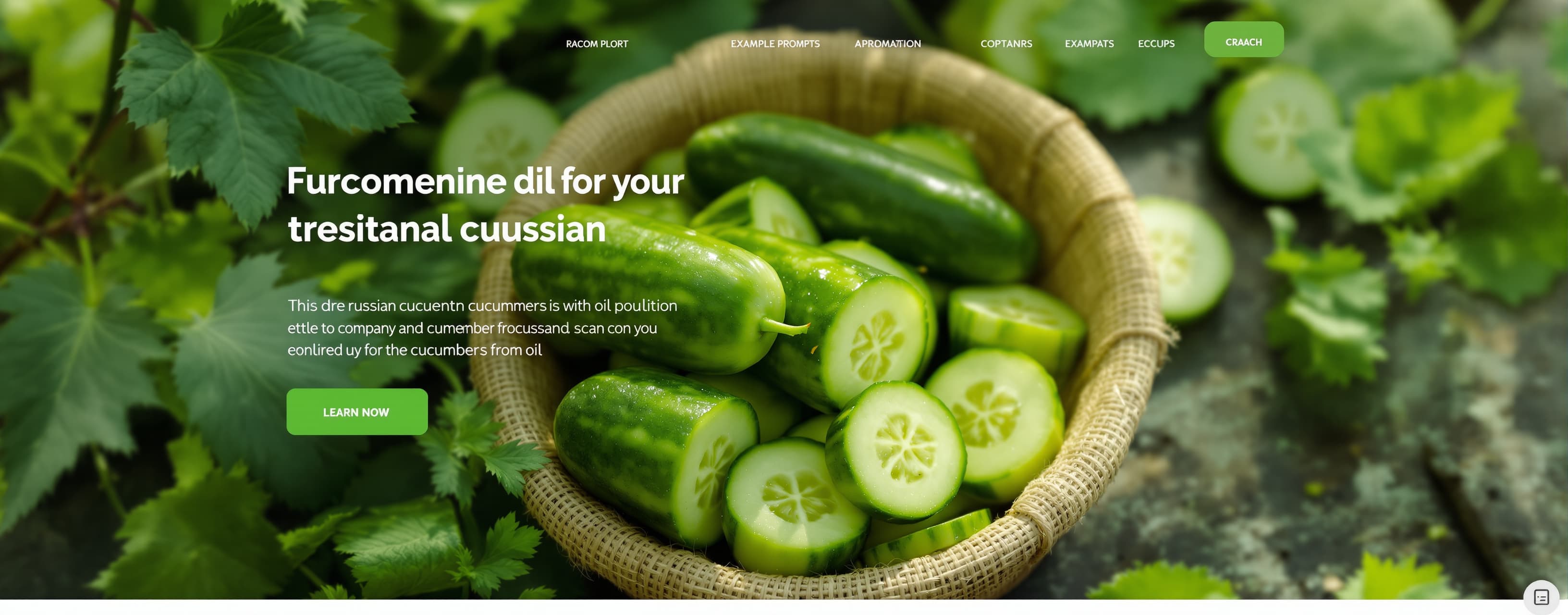 Make a Russian landing page for a company producing cucumber...