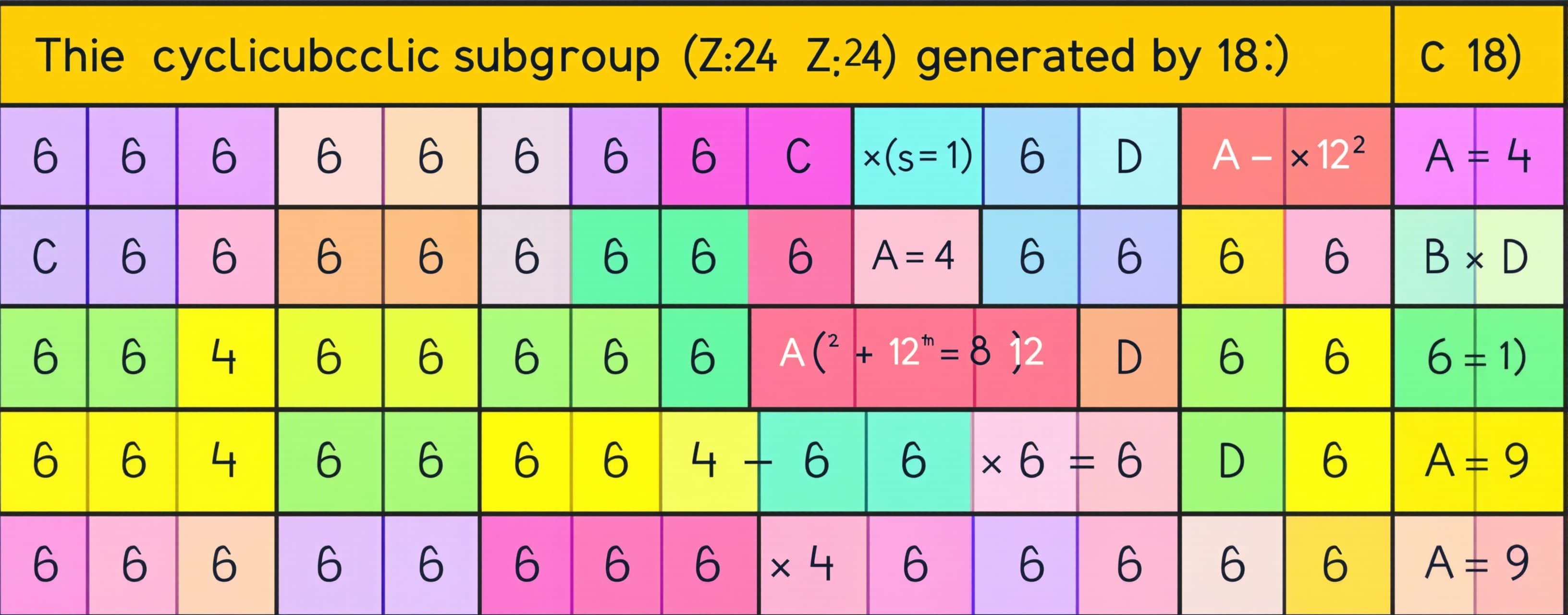 The cyclic subgroup of Z_24 generated by 18 has order

A) 4
...
