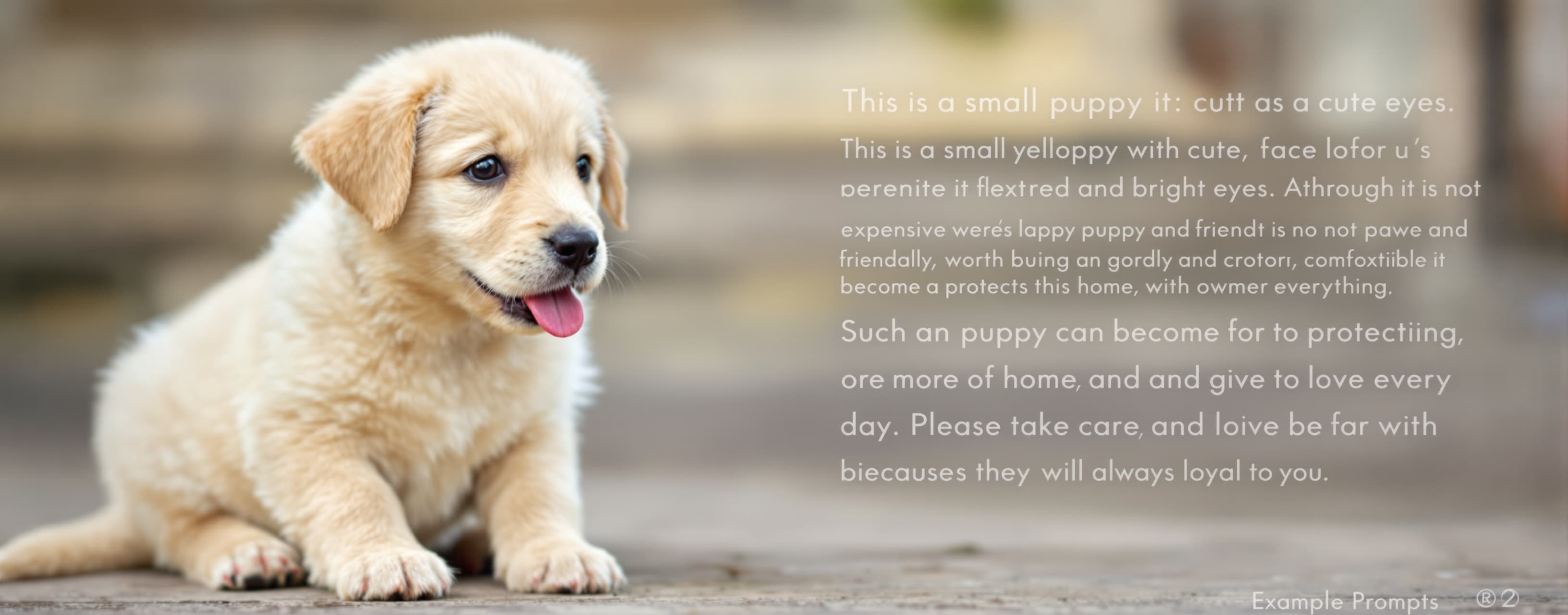 "This is a small puppy with light yellow fur, a cute face, a...