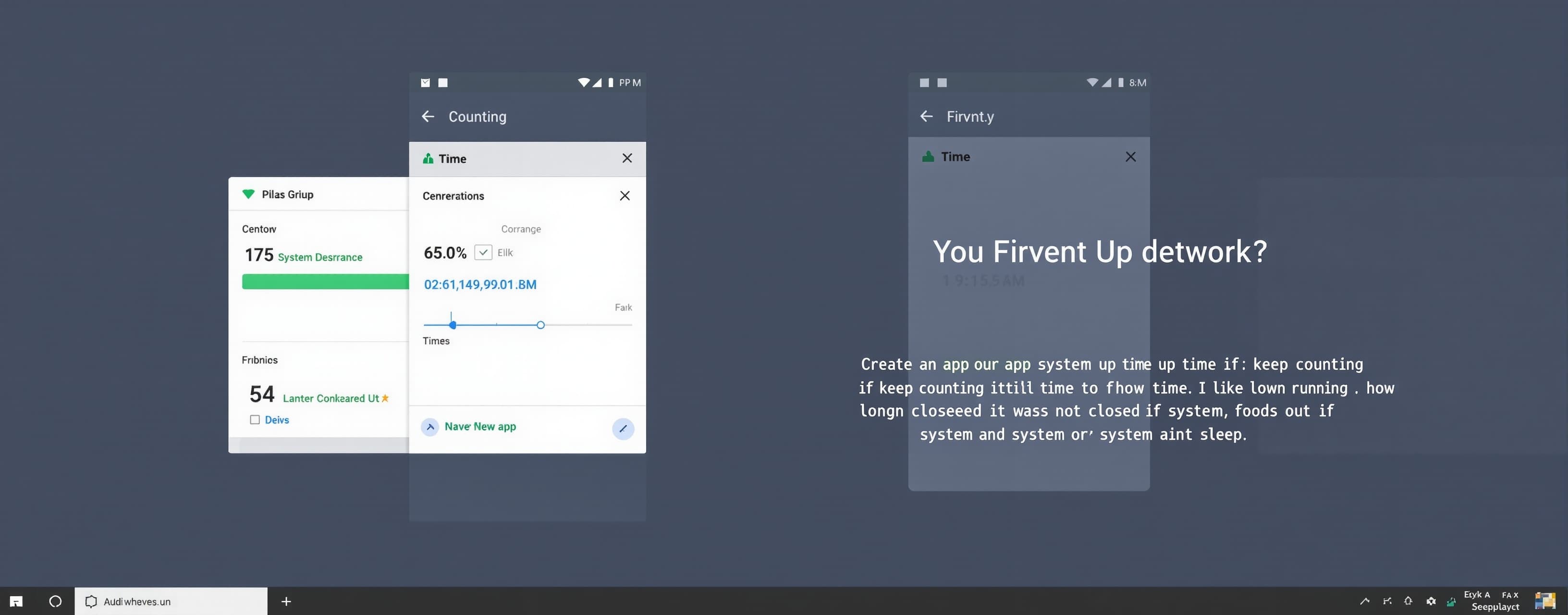 create an app system up time to show how it iwll look like i...