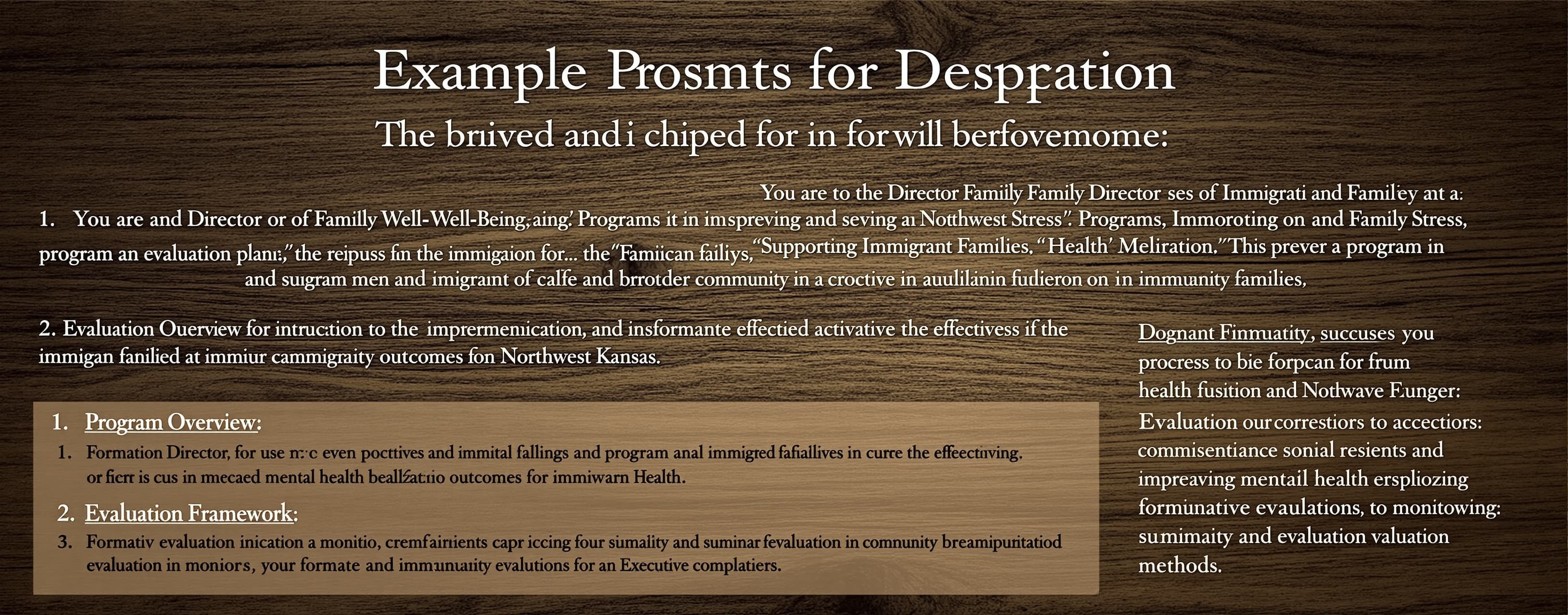 You are the Director of Family Well-Being Programs at a nonp...