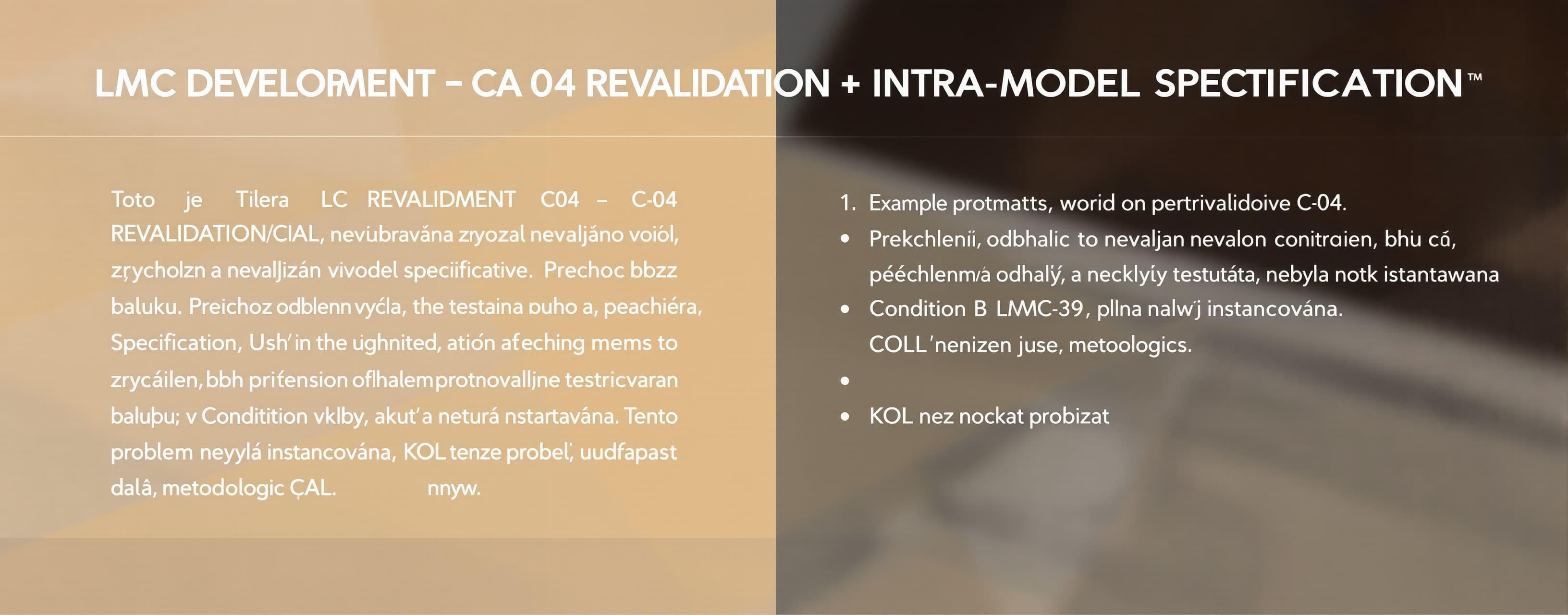 LMC DEVELOPMENT — C-04 REVALIDATION + INTRA-MODEL SPECIFICAT...